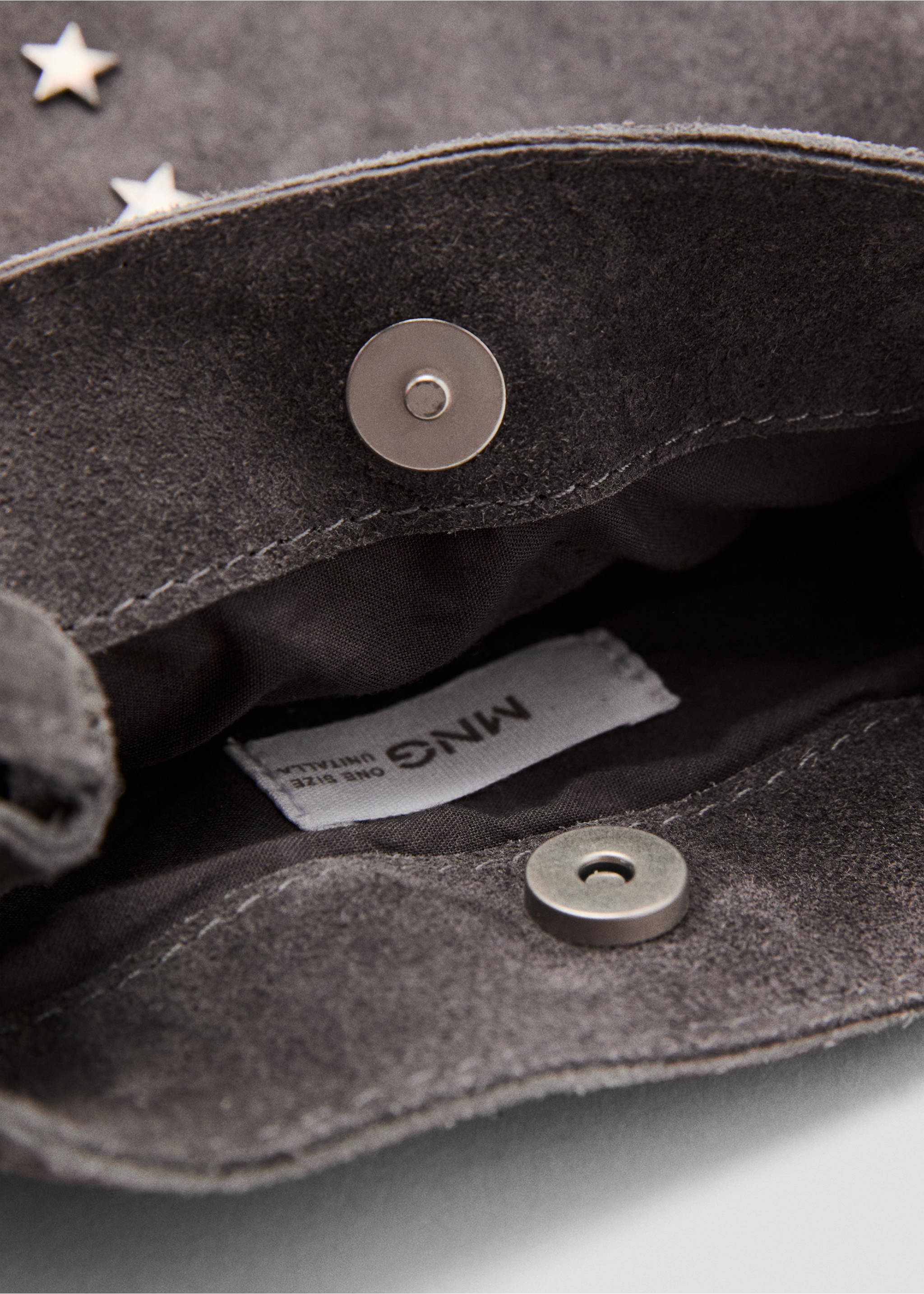 Fringed leather bucket bag - Details of the article 2, Grey. Ref: 17064414-00.