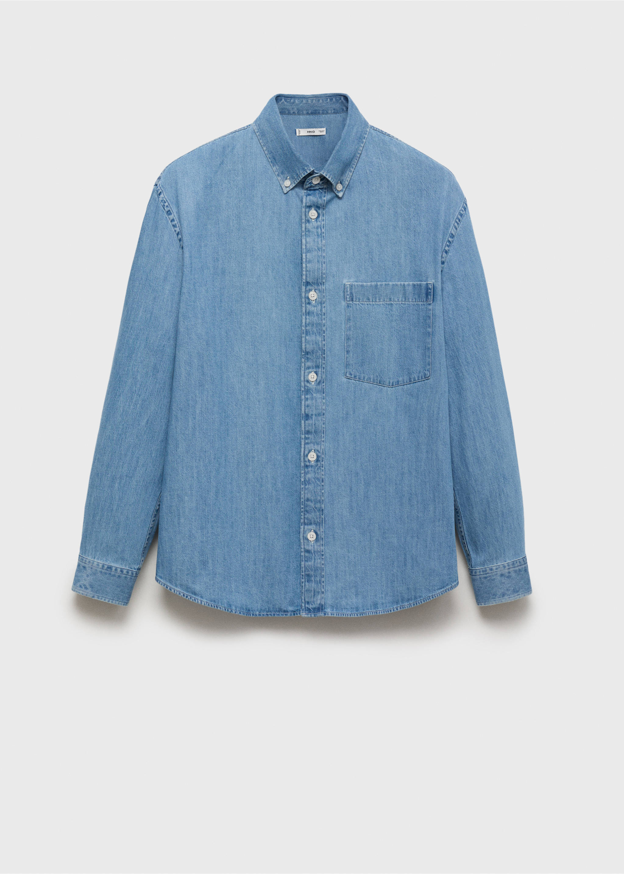 Denim shirt with pocket - Article without model, Light Blue. Ref: 17064416-00.