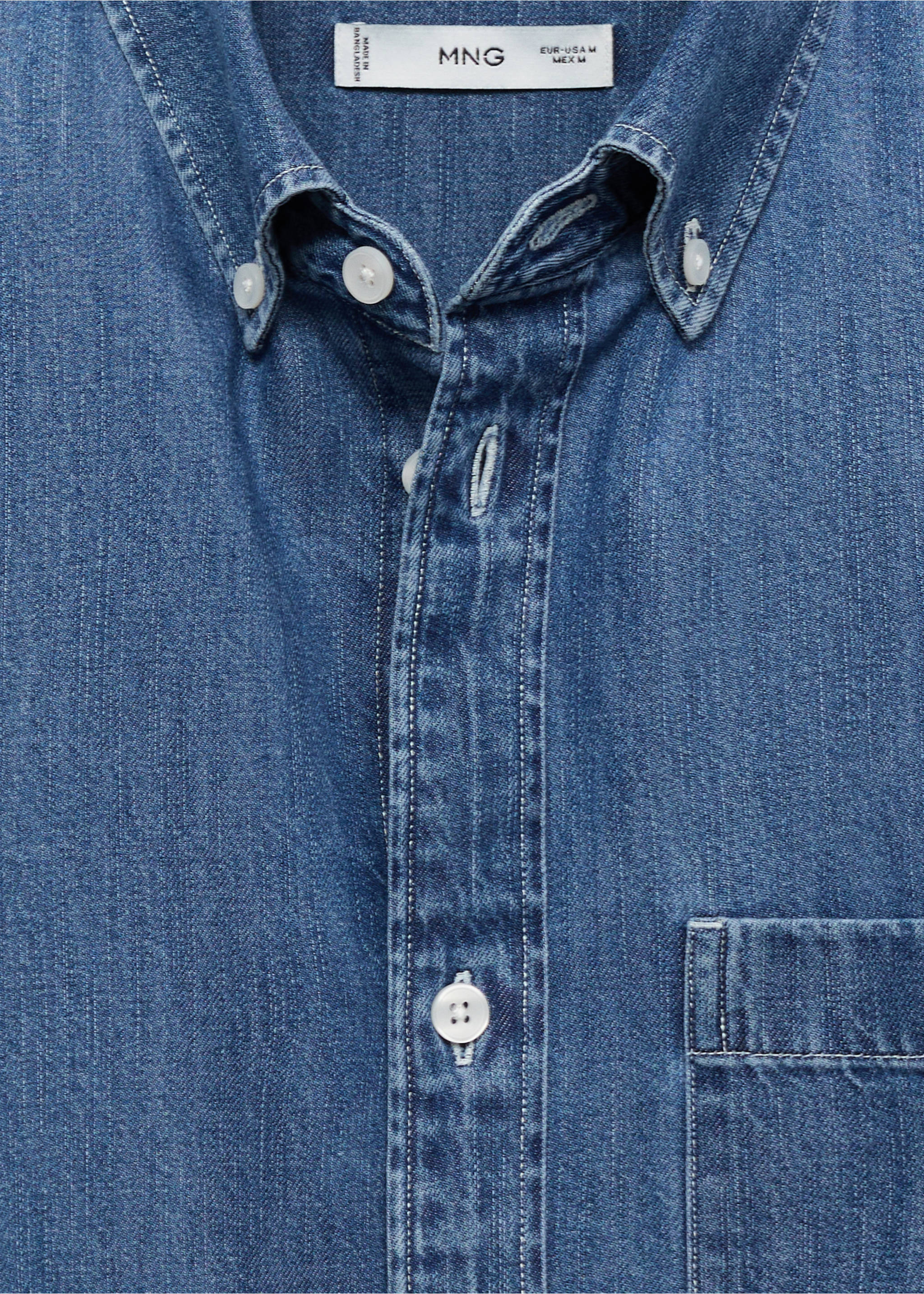 Camisa denim bolsillo - Detalle del artículo 8, Azul medio. Ref: 17064416-00.