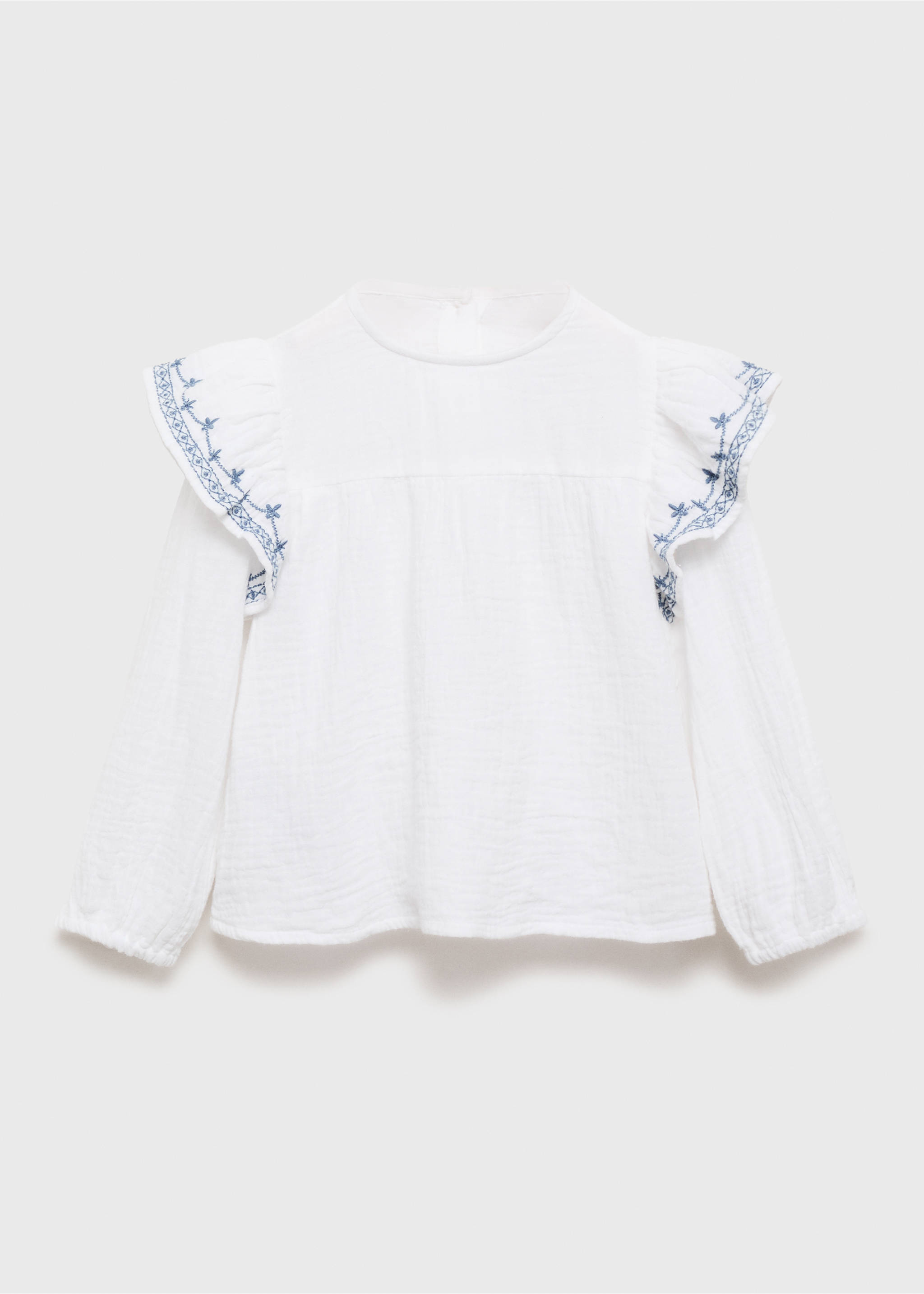 Ruffled embroidered blouse - Article without model, White. Ref: 17064424-00.