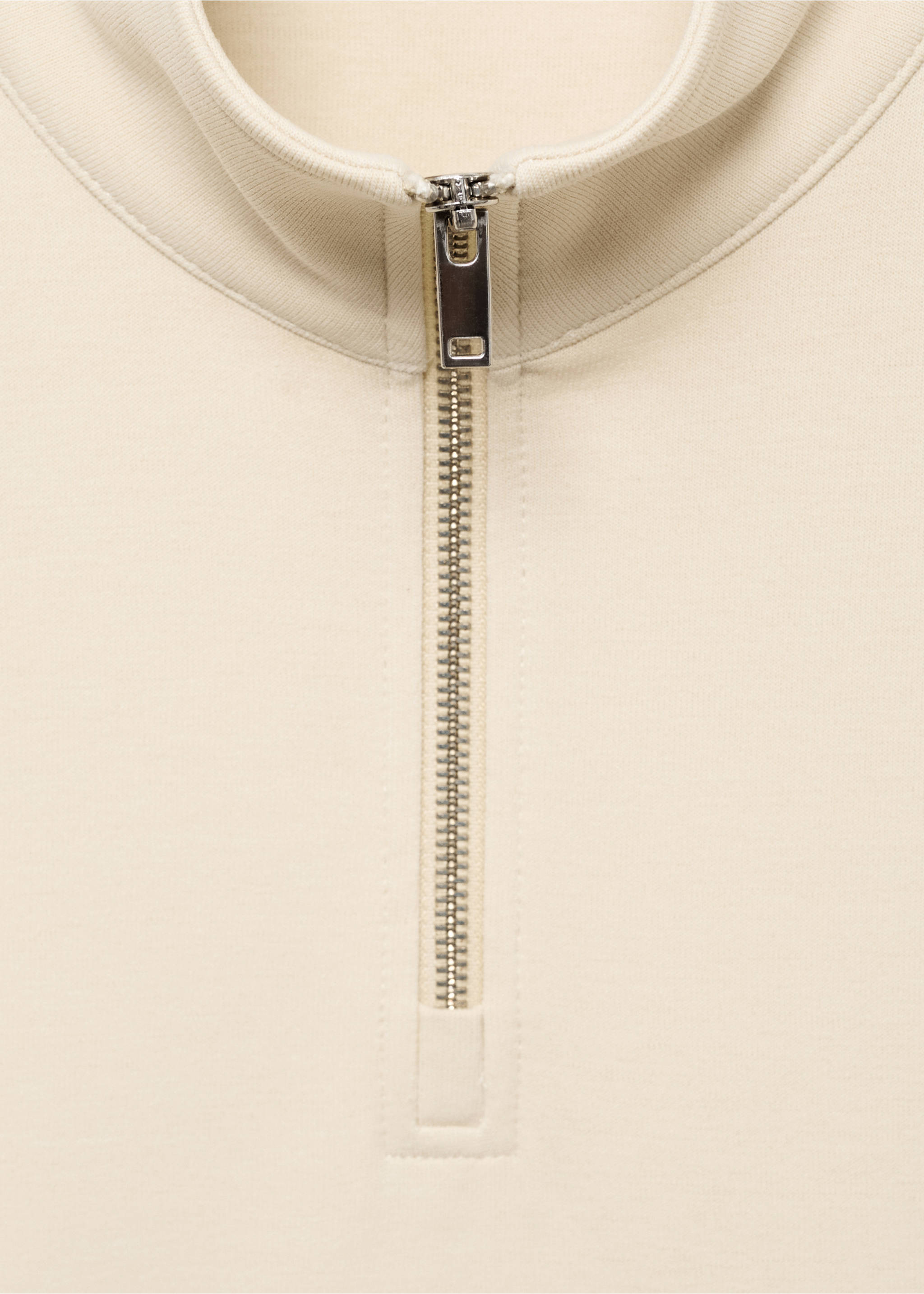 Regular-Fit-Sweatshirt aus Baumwolle mit Zip - Detail des Artikels 8, Ecru. Ref: 17064426-00.