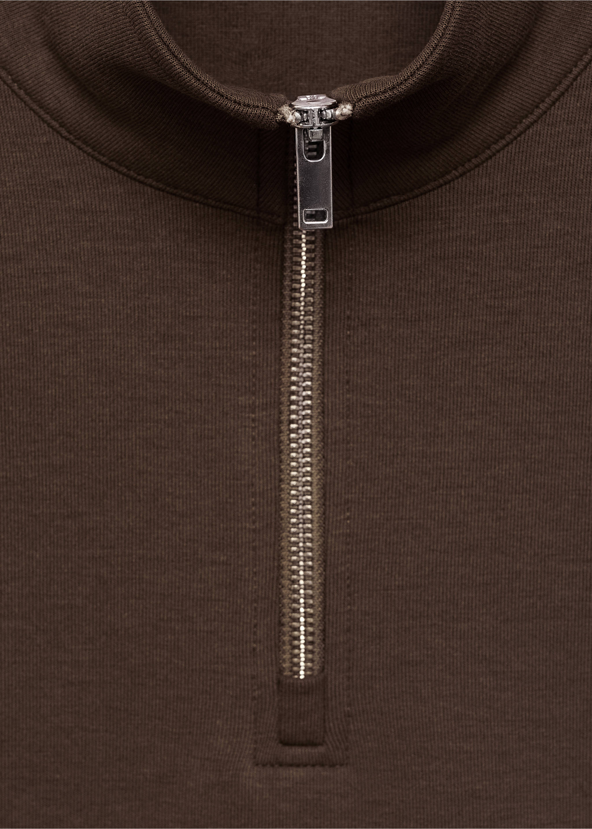 Regular-fit cotton sweatshirt with zipper - Details of the article 8, Chocolate. Ref: 17064426-00.