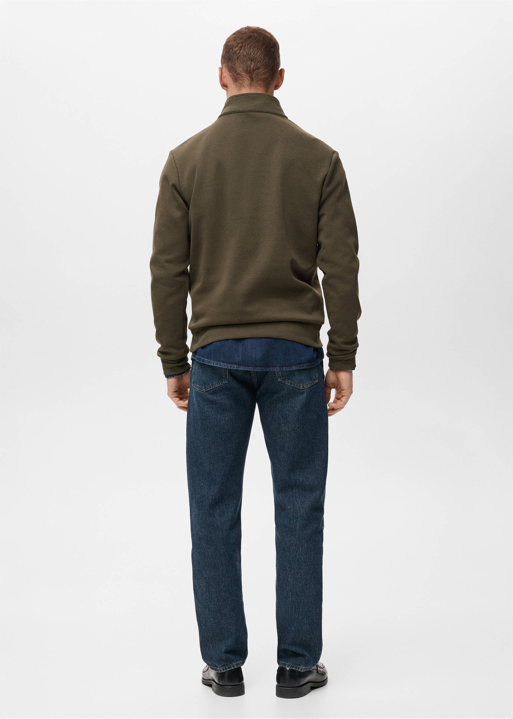 Sweat coton regular-fit à zip - Verso de l’article, Olive. Ref: 17064426-00.