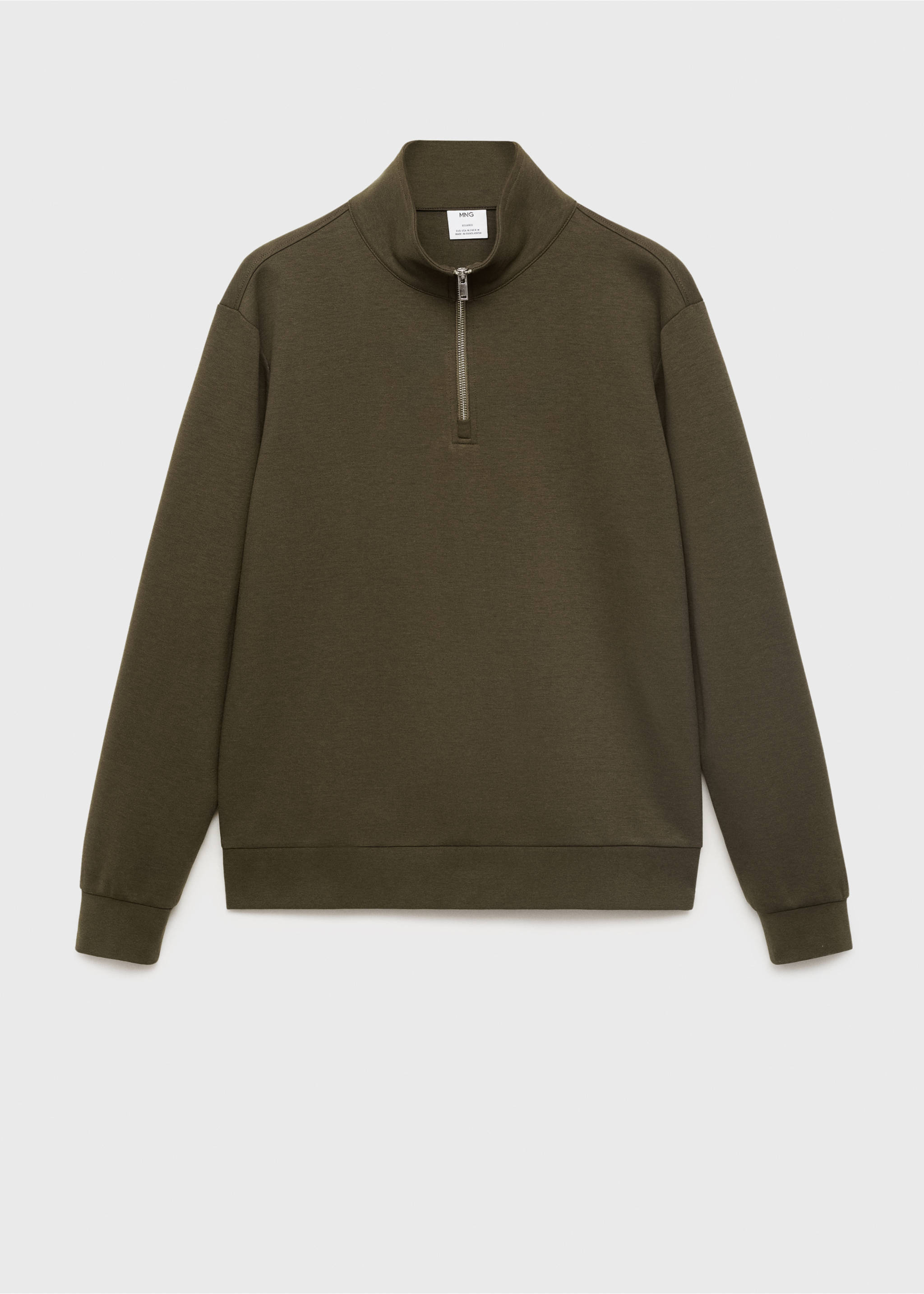 Sweat coton regular-fit à zip - Article sans modèle, Olive. Ref: 17064426-00.