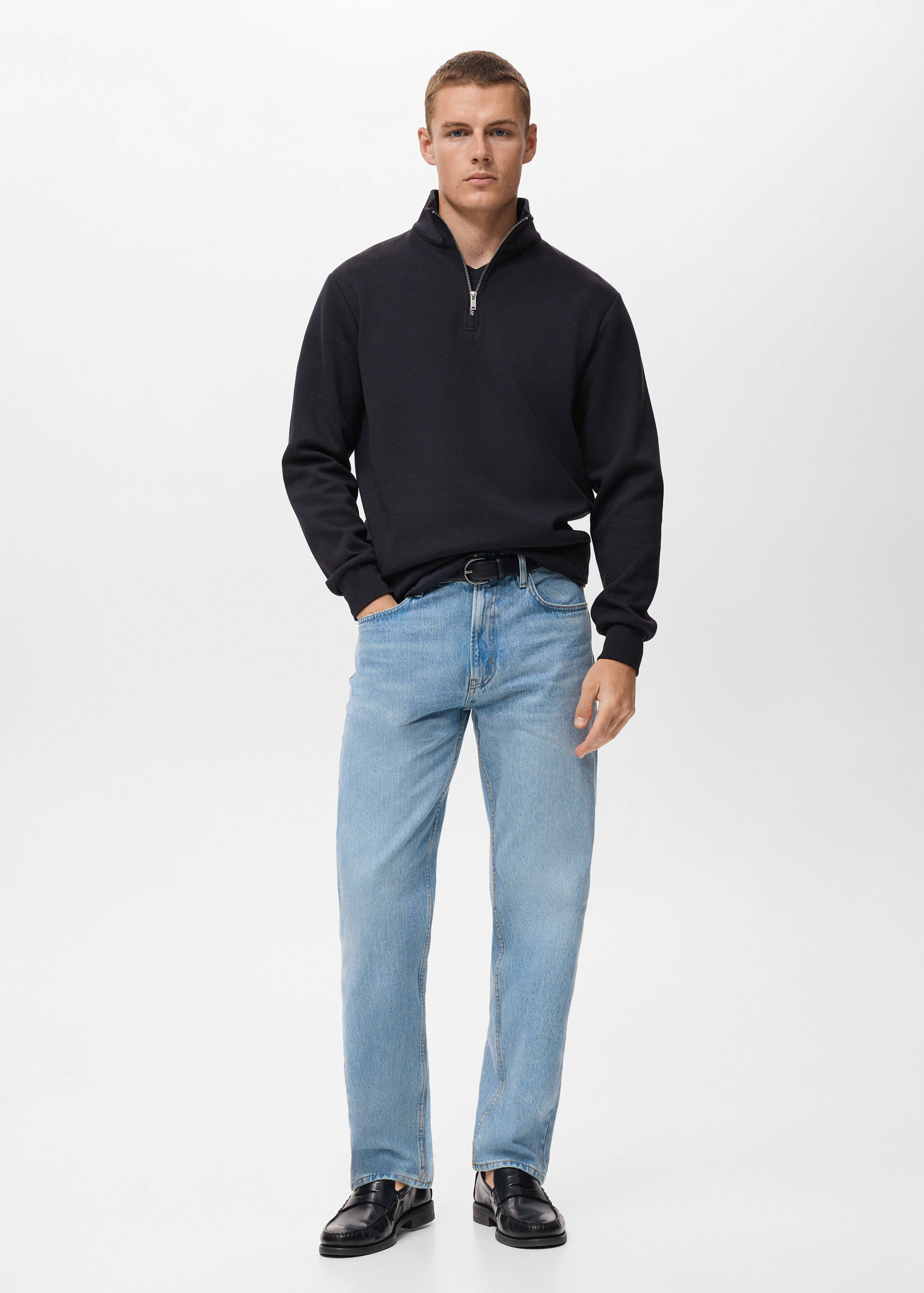 Regular-Fit-Sweatshirt aus Baumwolle mit Zip - Allgemeine Ansicht