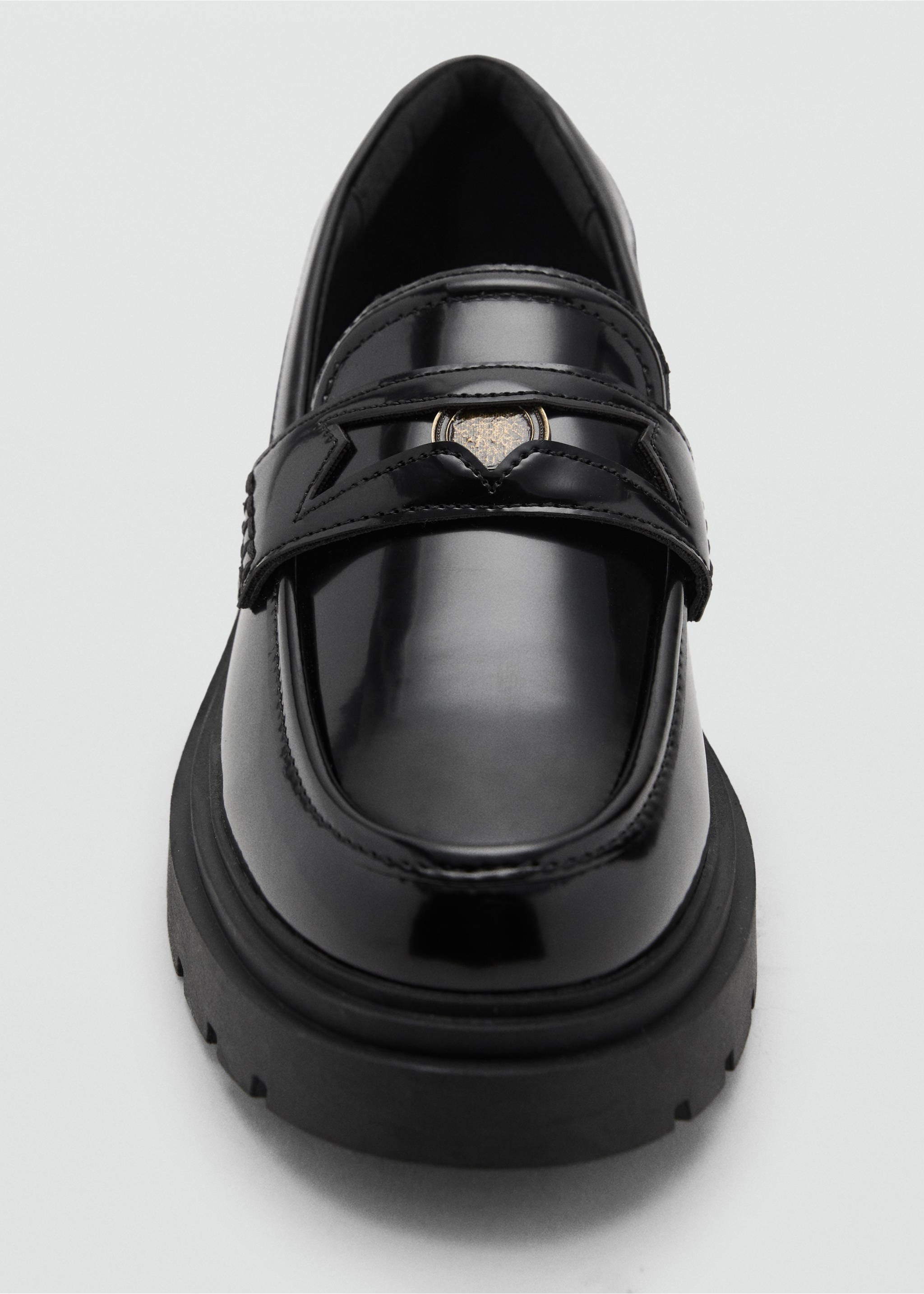 Faux-leather moccasin - Details of the article 2, Black. Ref: 17064428-00.