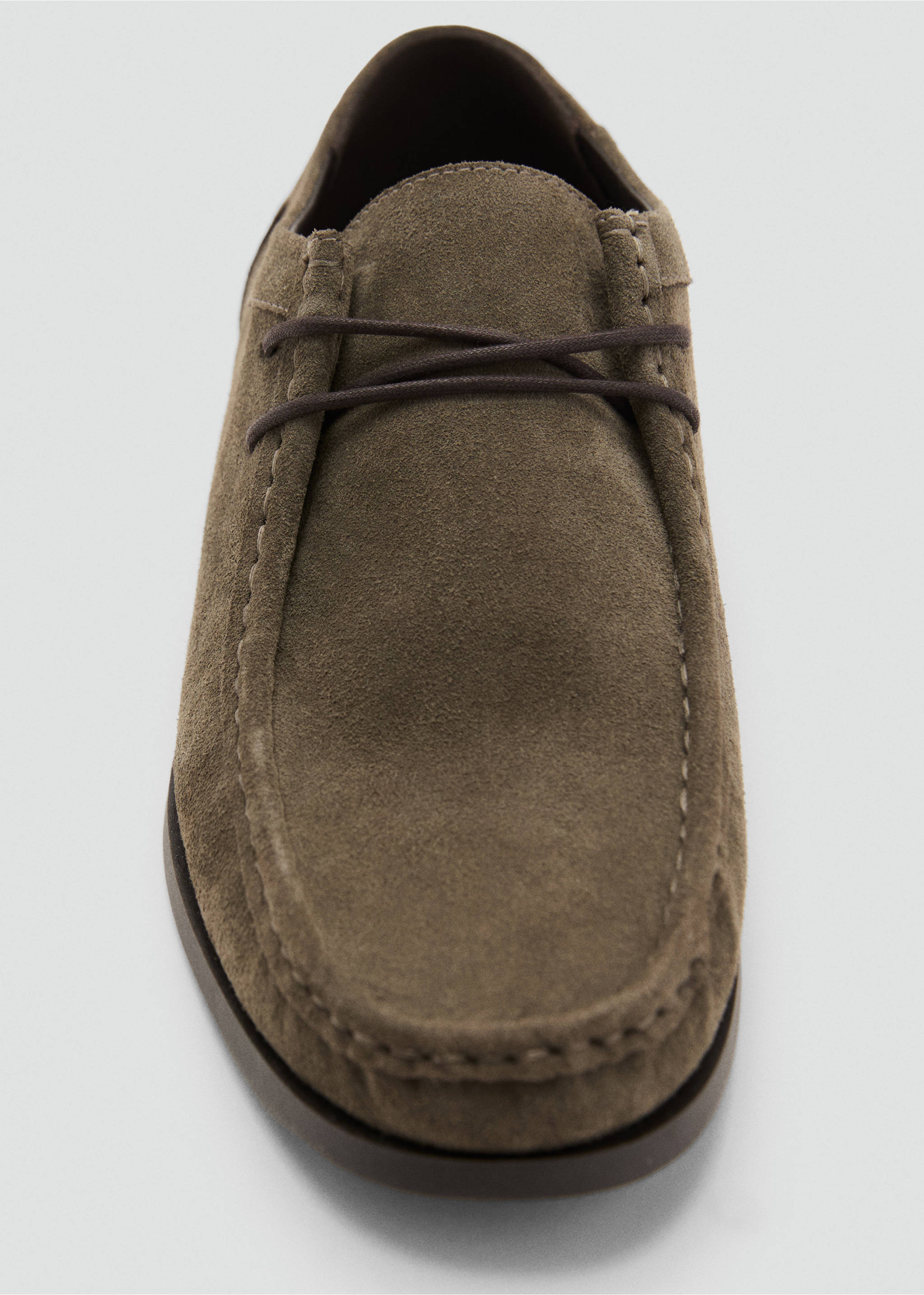 Suede nautical shoes - Details of the article 1, Khaki. Ref: 17064431-00.