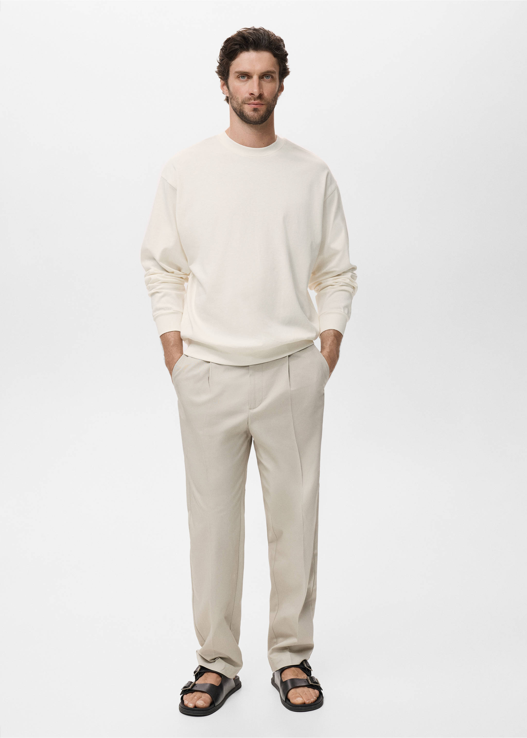 Sweatshirt aus 100 % Baumwolle im Relaxed Fit - Allgemeine Ansicht, Cremeweiß. Ref: 17064432-00.