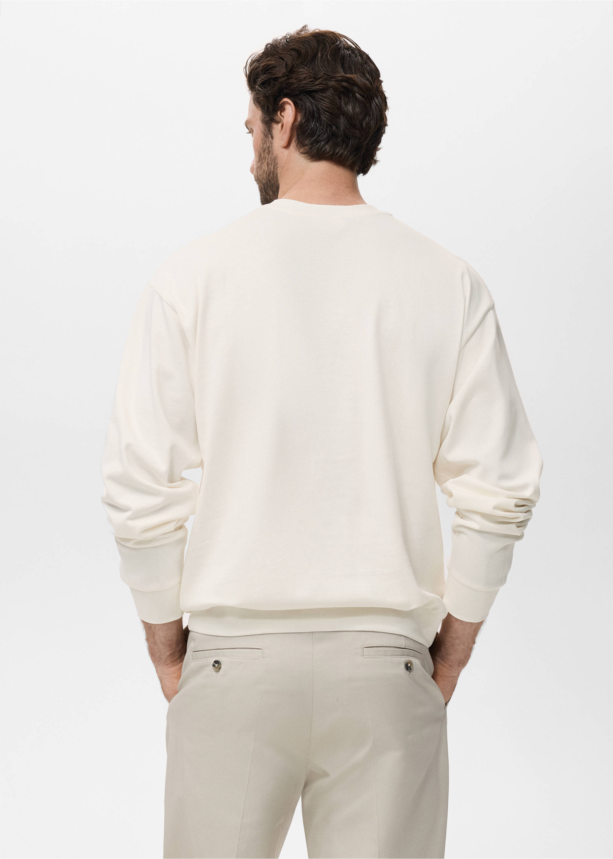 Sweatshirt aus 100 % Baumwolle im Relaxed Fit - Rückseite des Artikels, Cremeweiß. Ref: 17064432-00.