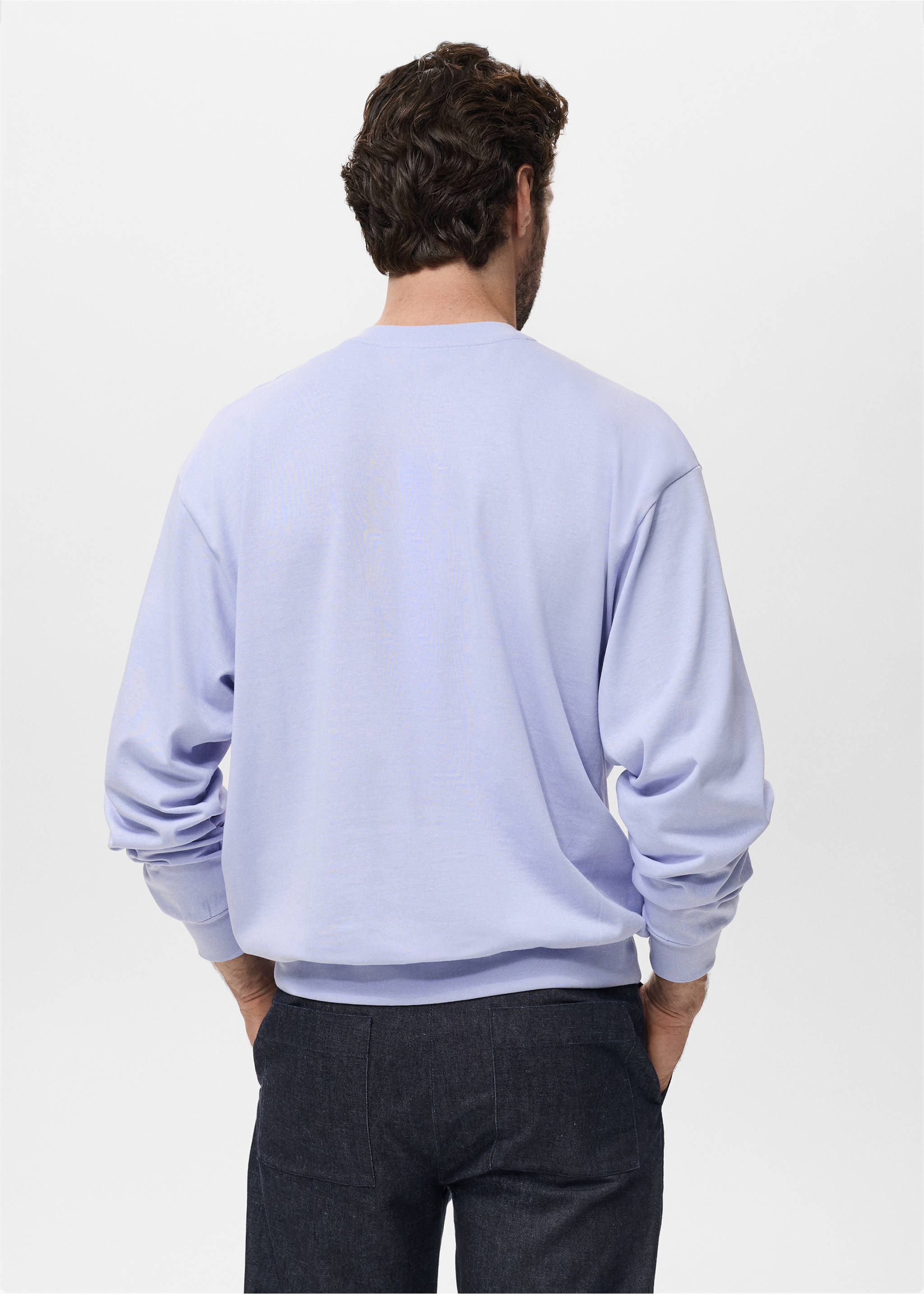 Sweat 100 % coton relaxed-fit - Verso de l’article, Bleu ciel. Ref: 17064432-00.