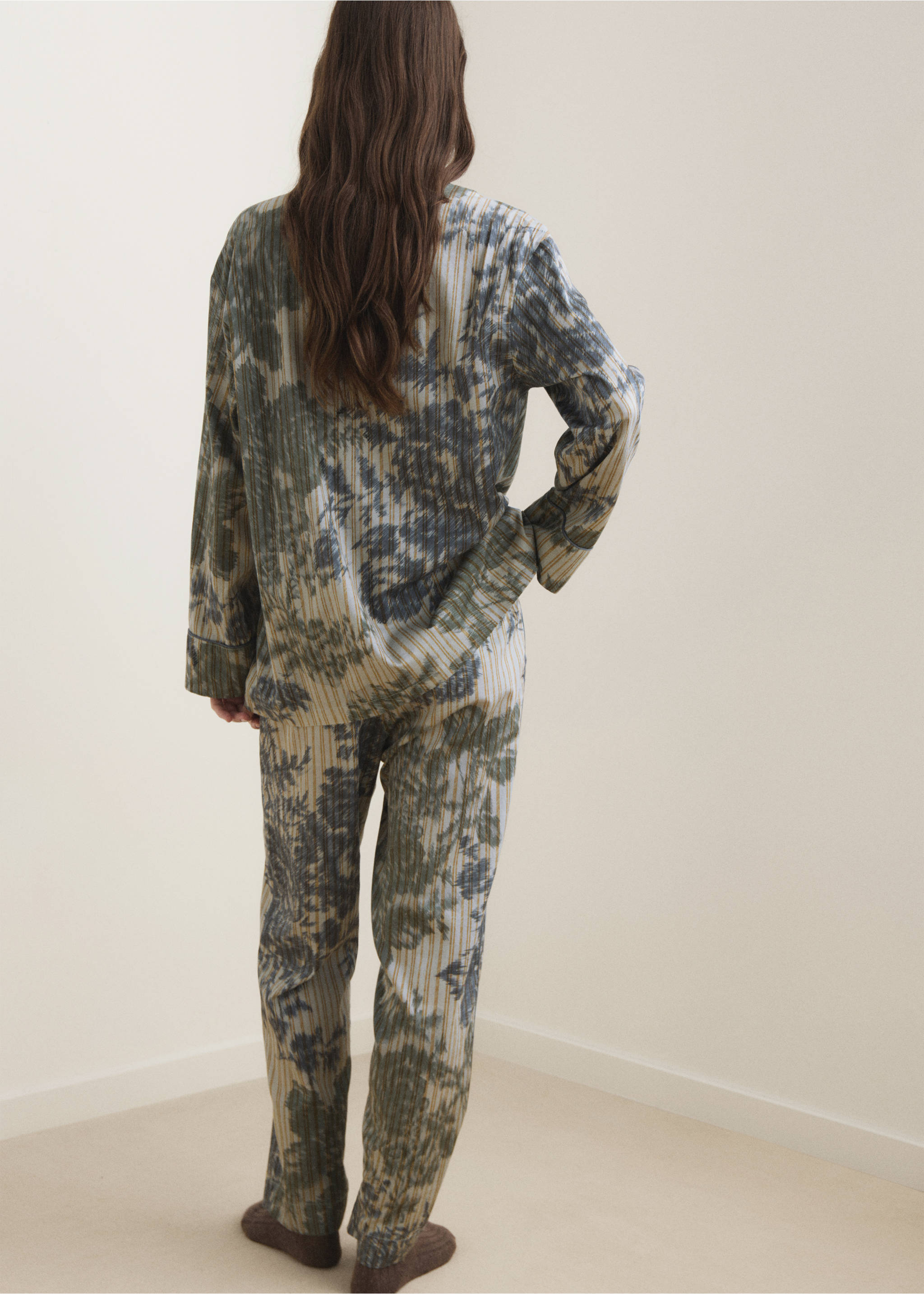 Pyjama bottoms with blurred print - Reverse of the article, Green. Ref: 17064437-00.