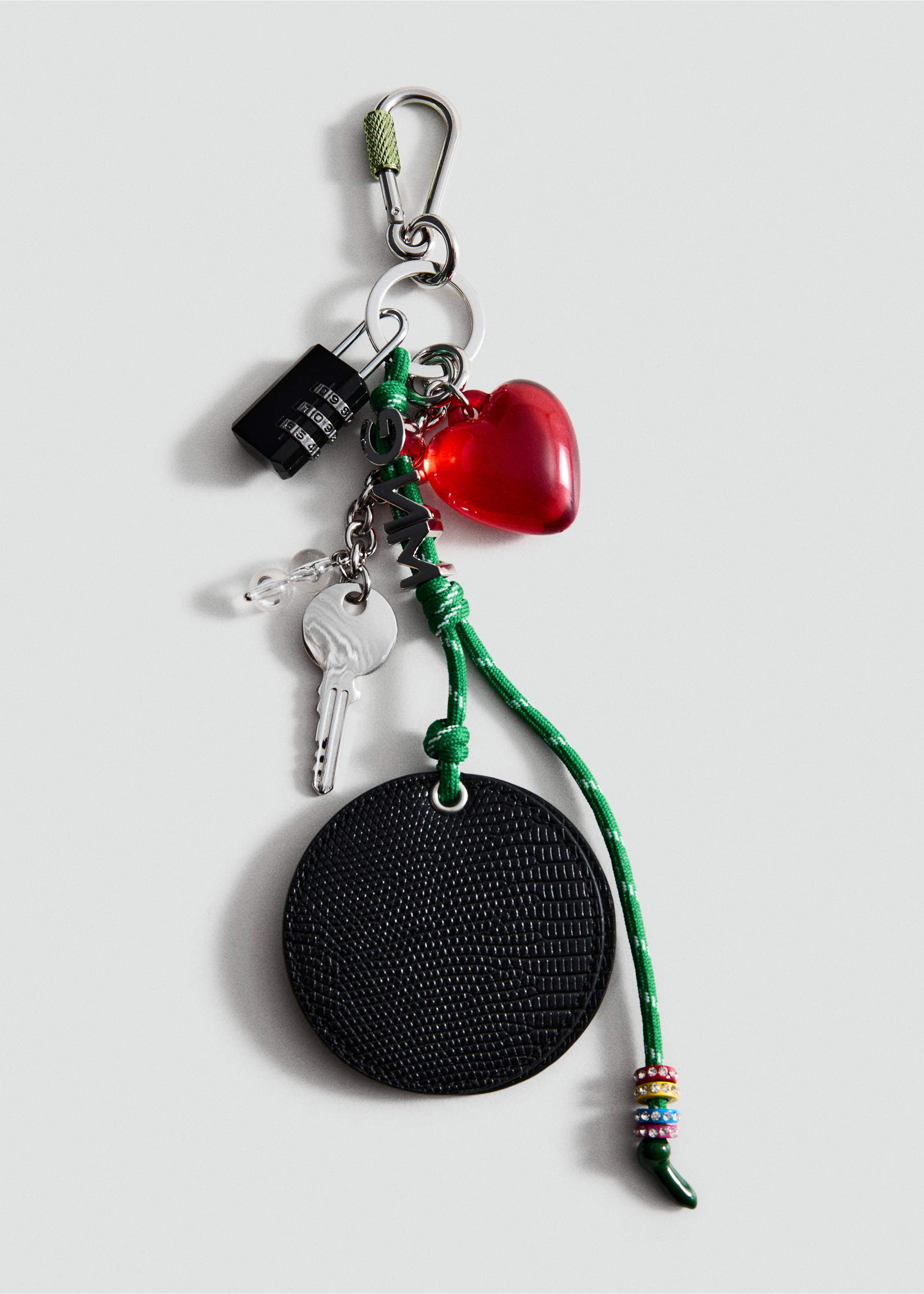 Multi-charm mirror keyring - Article without model, Green. Ref: 17064442-00.