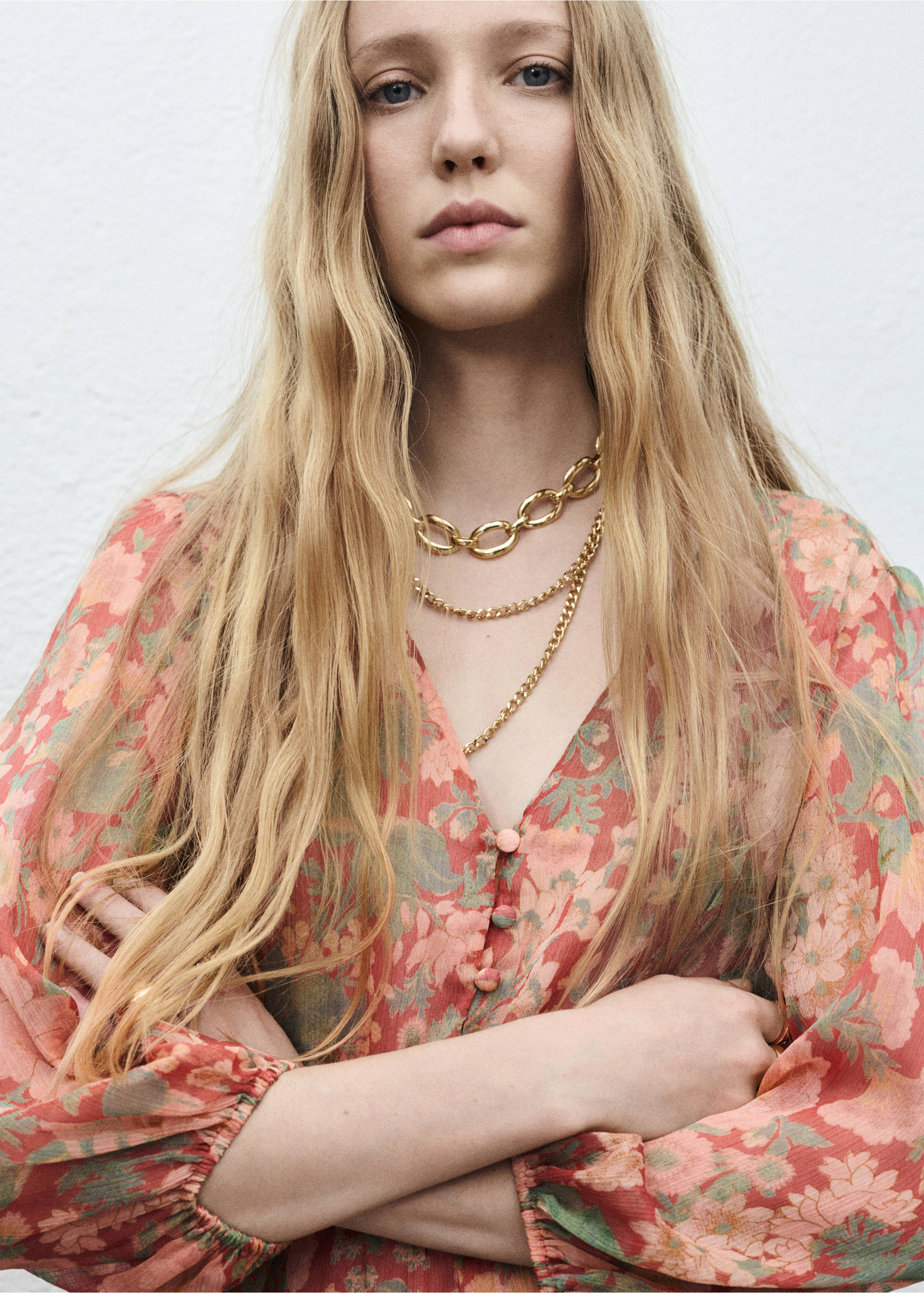 Floral puff-sleeve dress - Details of the article 1, Maroon. Ref: 17064447-00.