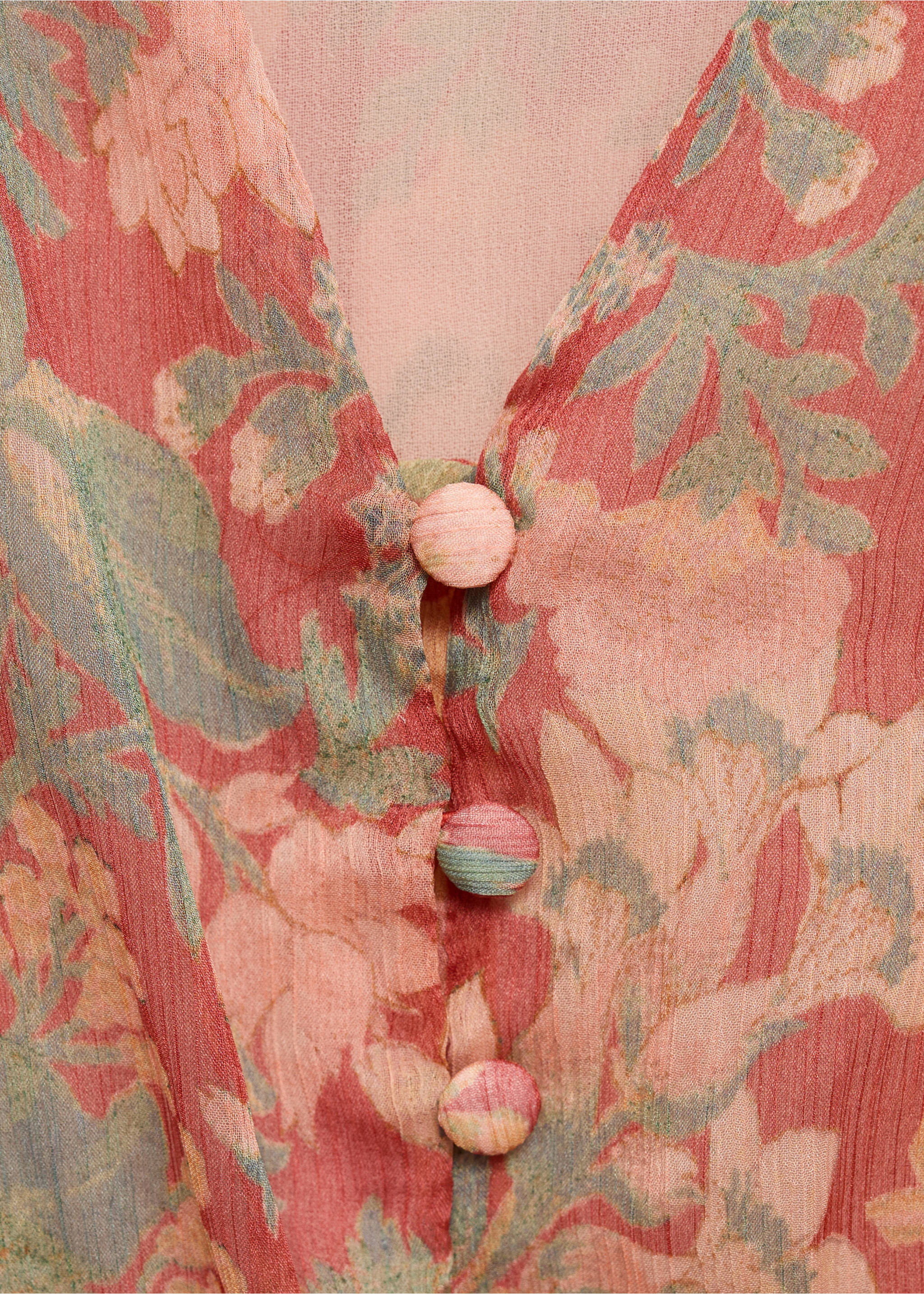 Floral puff-sleeve dress - Details of the article 8, Maroon. Ref: 17064447-00.