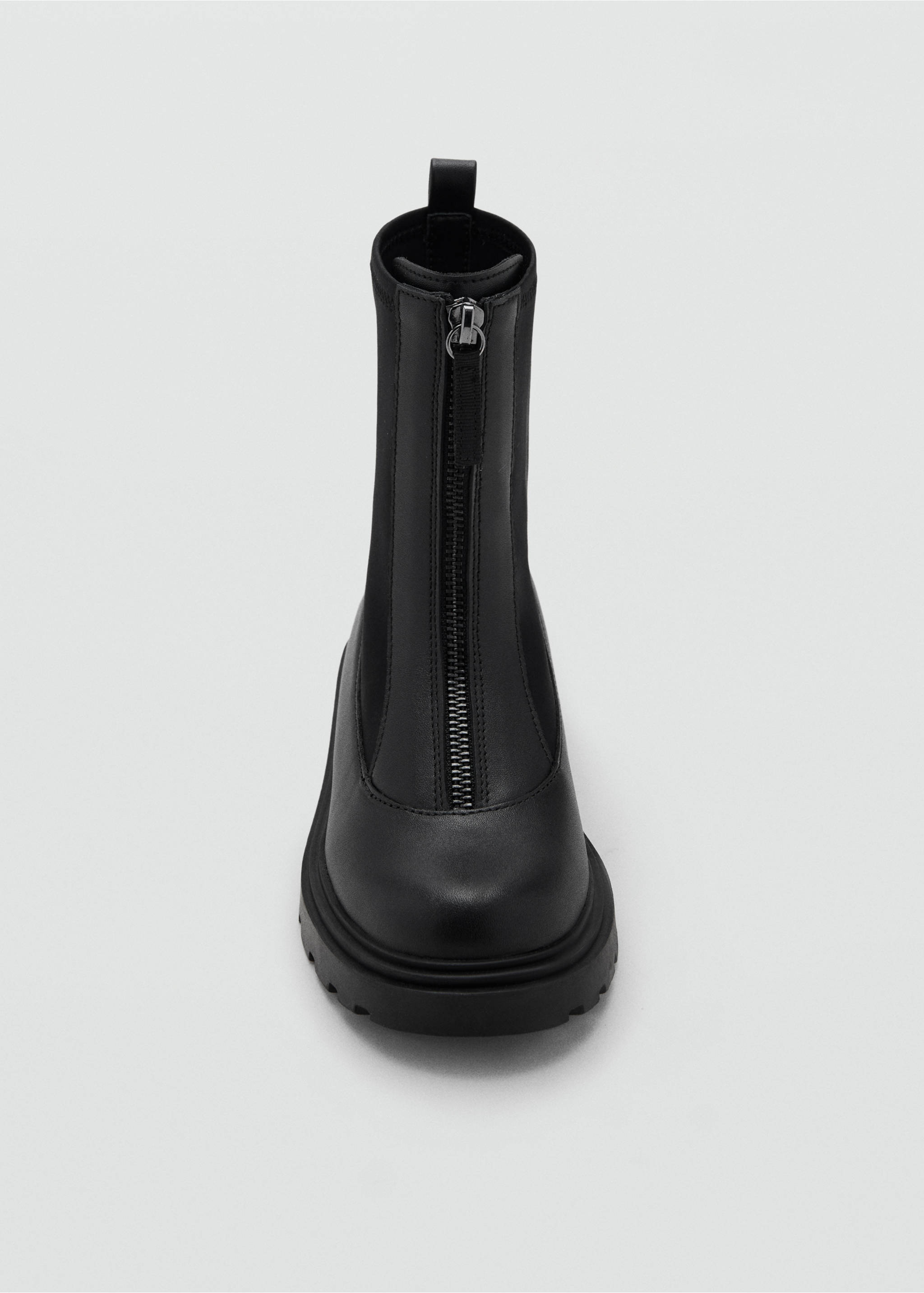 Zipped leather ankle boots - Details of the article 2, Black. Ref: 17064774-00.