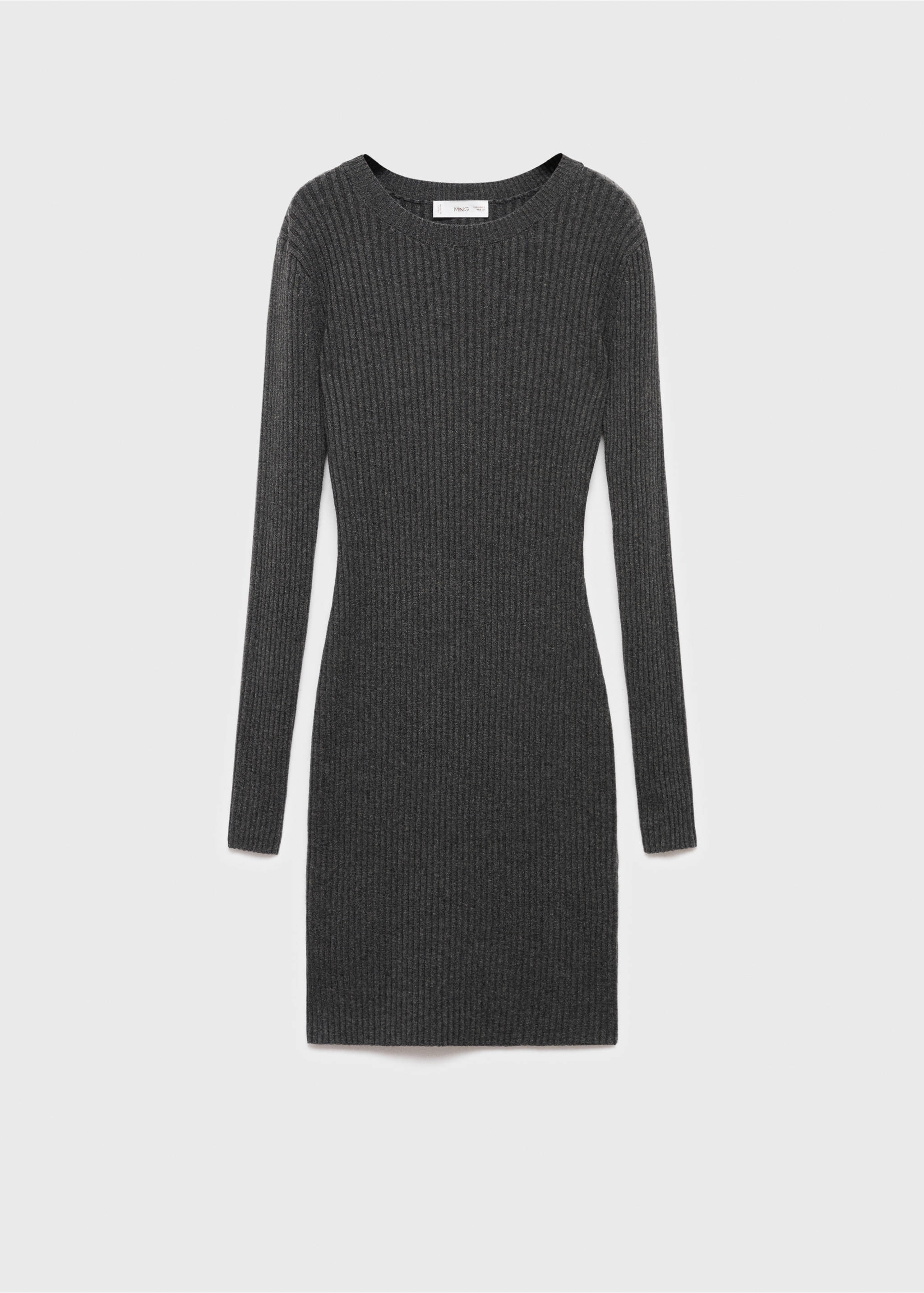 Ribbed knit dress - Article without model, Charcoal. Ref: 17064781-00.