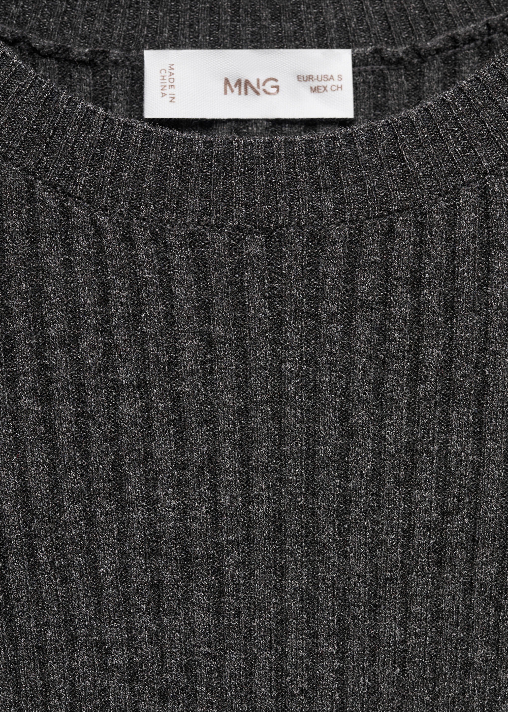 Ribbed knit dress - Details of the article 0, Charcoal. Ref: 17064781-00.