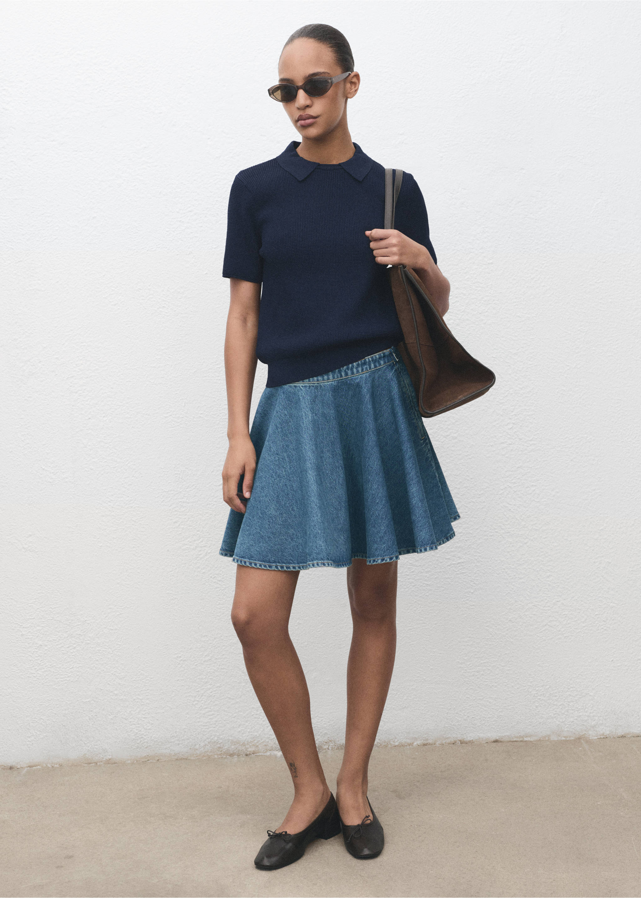 Gonna corta denim - Piano generale, Blu medio. Ref: 17064788-00.