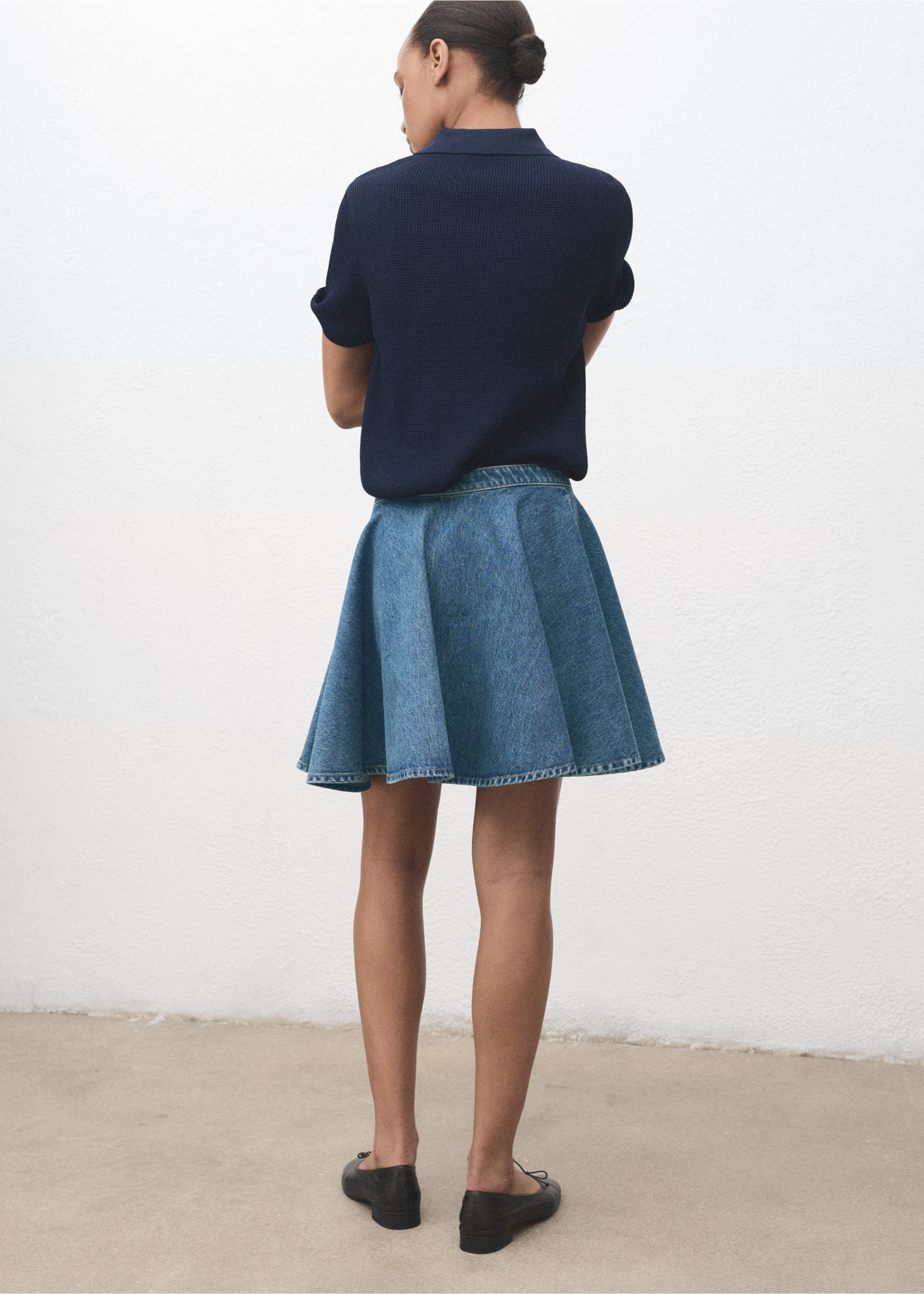 Gonna corta denim - Retro dell'articolo, Blu medio. Ref: 17064788-00.
