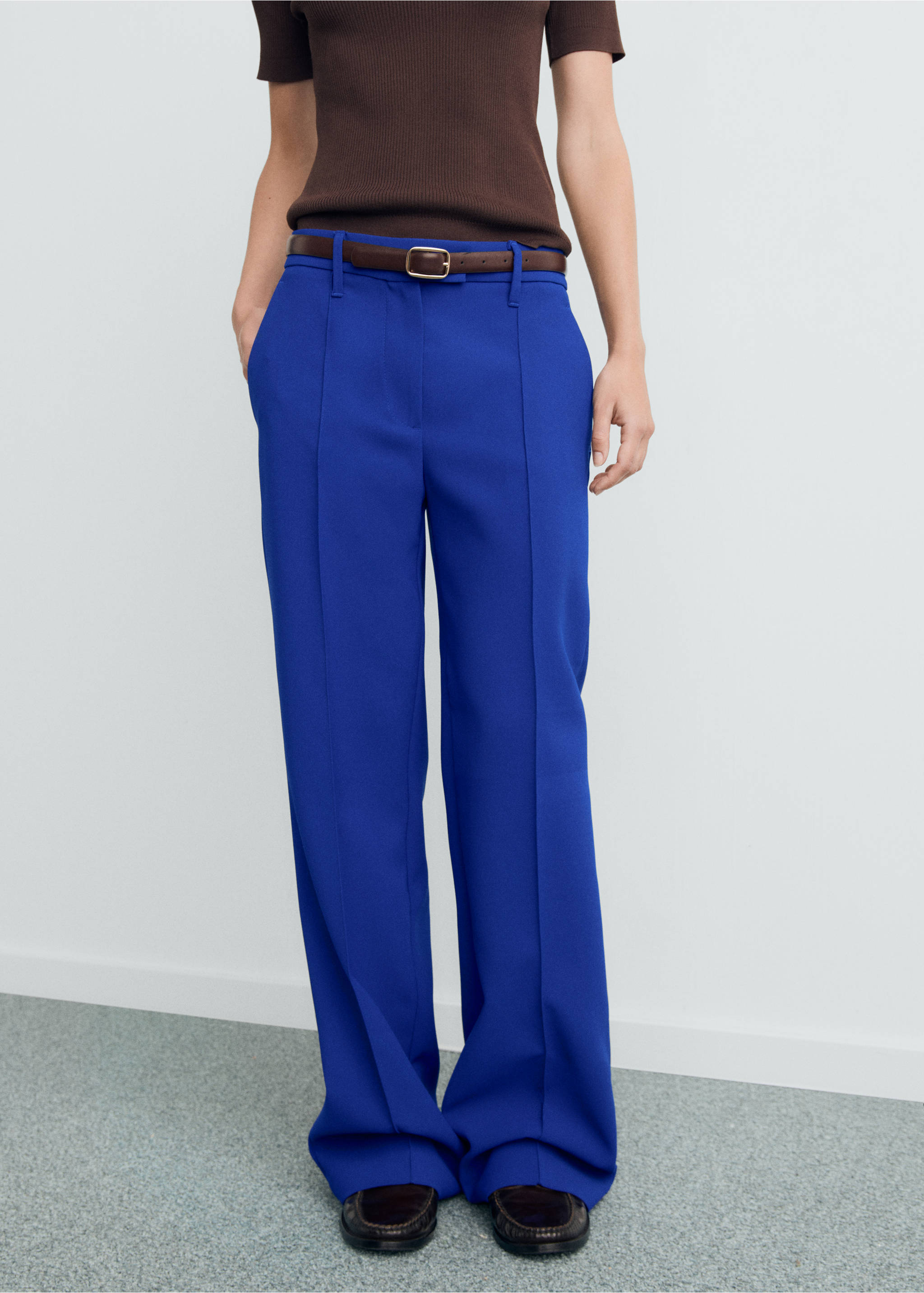 Straight mid-rise trousers - Medium plane, Blue. Ref: 17064789-00.