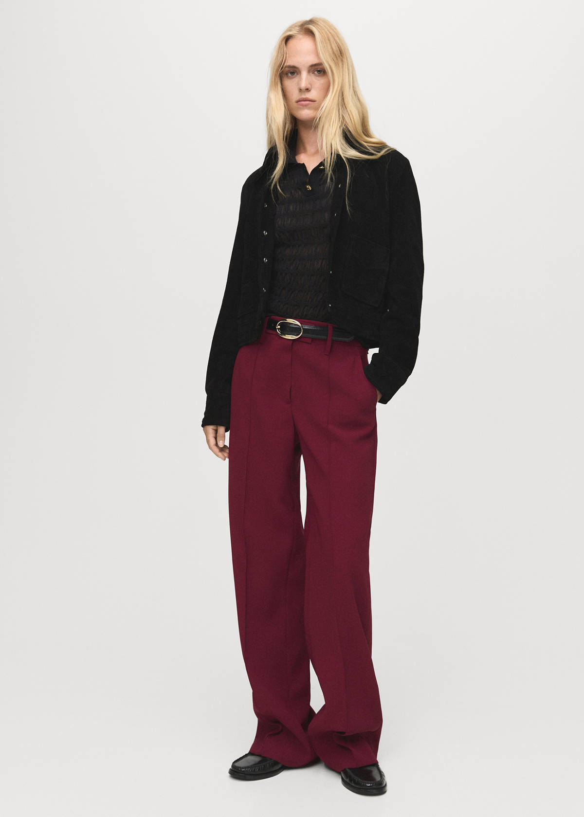 Straight mid-rise trousers