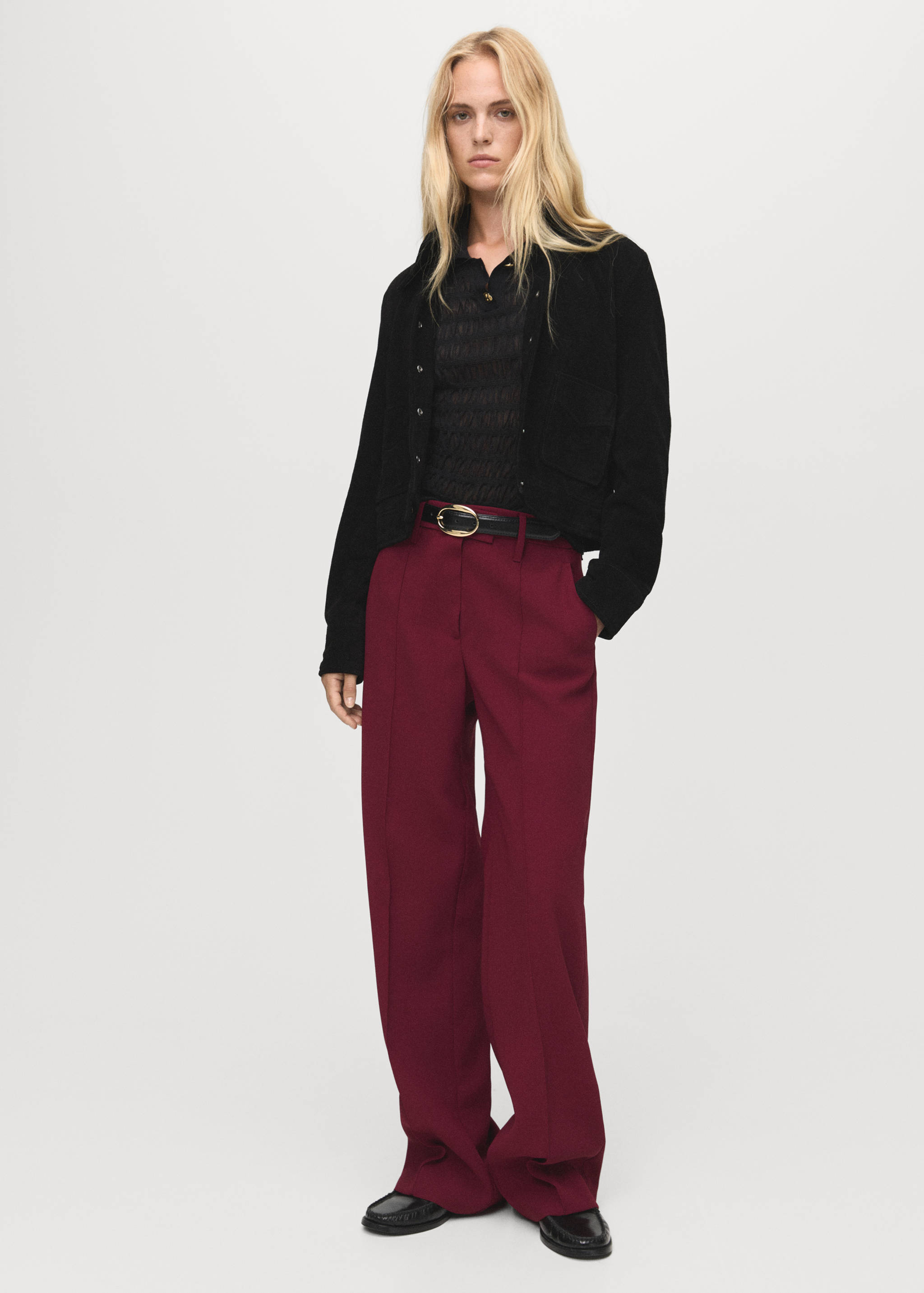 Straight mid-rise trousers - General plane