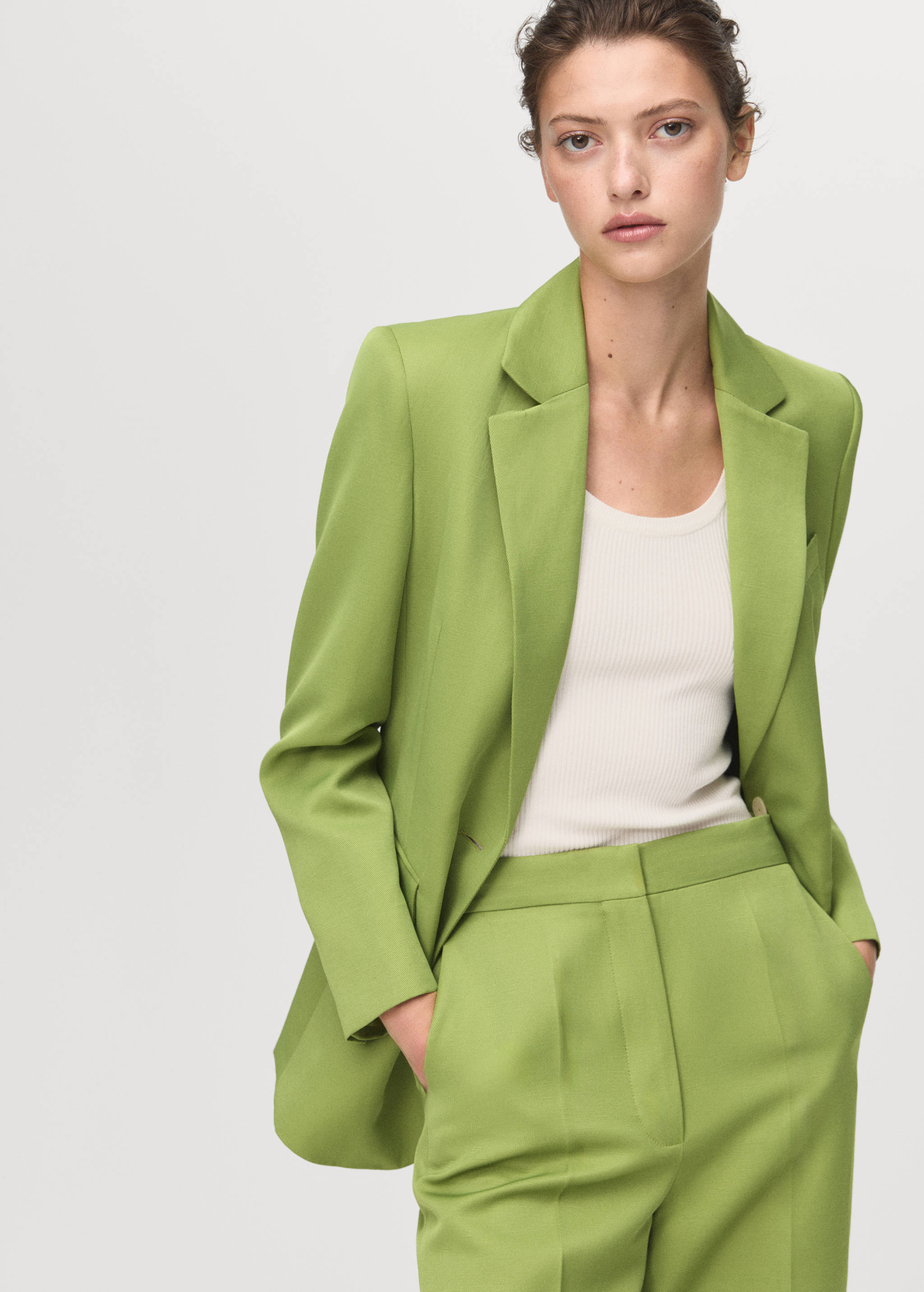 Linen-blend suit jacket - Medium plane