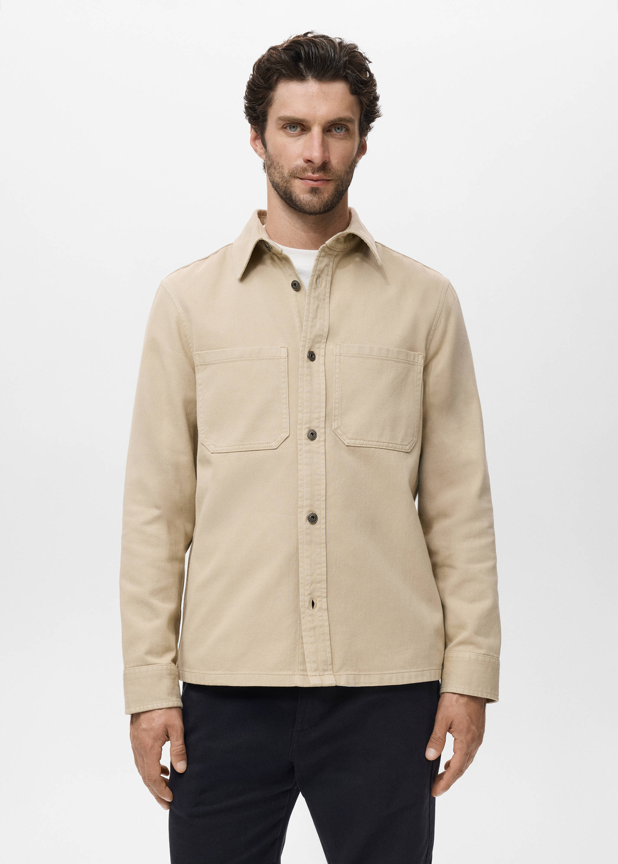 Denim overshirt pockets - Medium plane