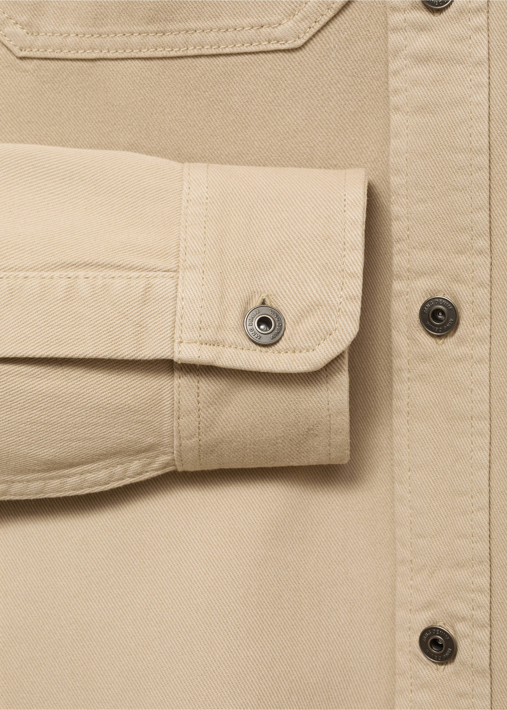 Denim overshirt pockets - Details of the article 0, Beige. Ref: 17065142-00.