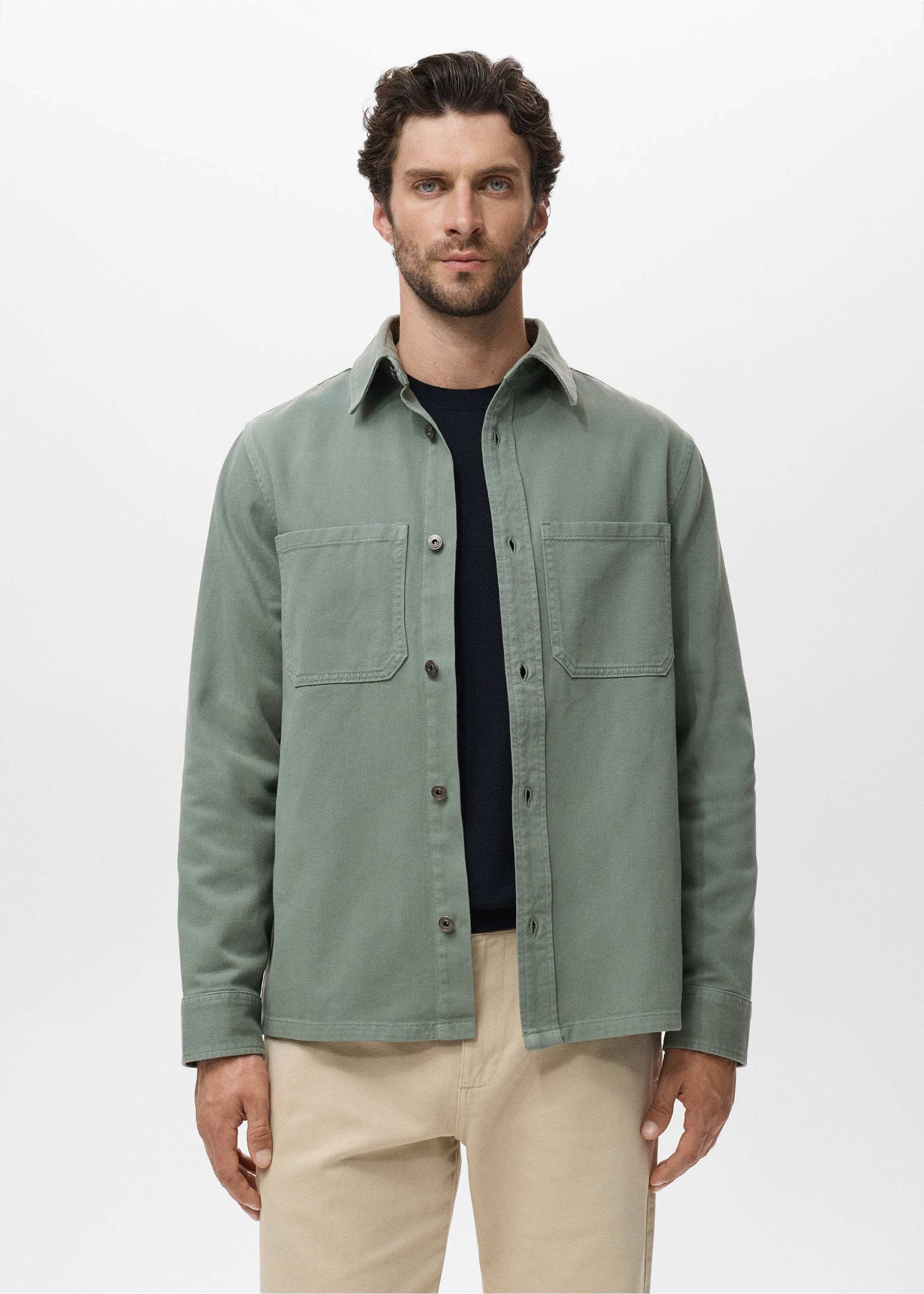 Denim overshirt pockets - Medium plane, Medium Green. Ref: 17065142-00.