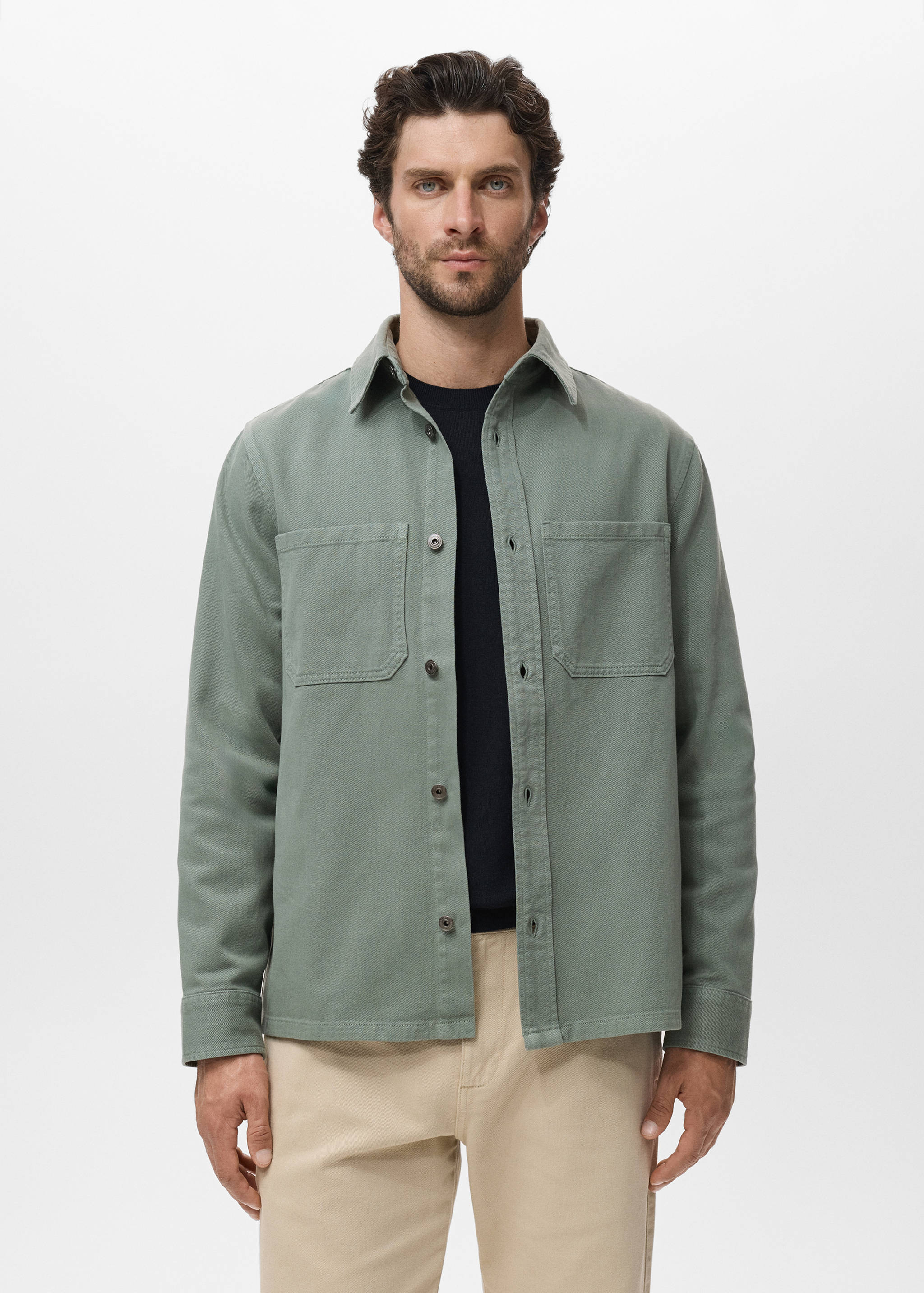 Denim overshirt pockets - Medium plane