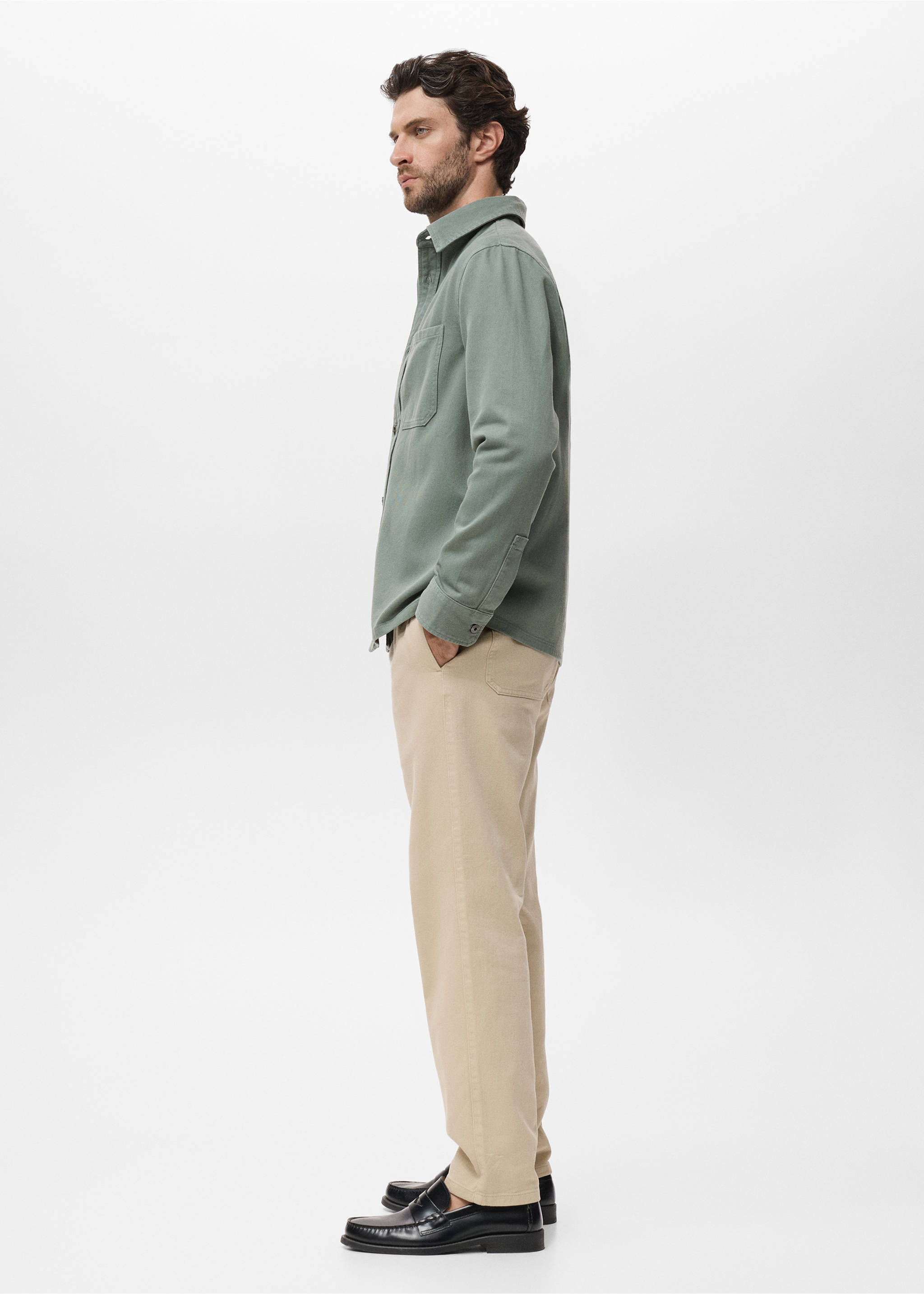 Denim overshirt pockets - Details of the article 2, Medium Green. Ref: 17065142-00.