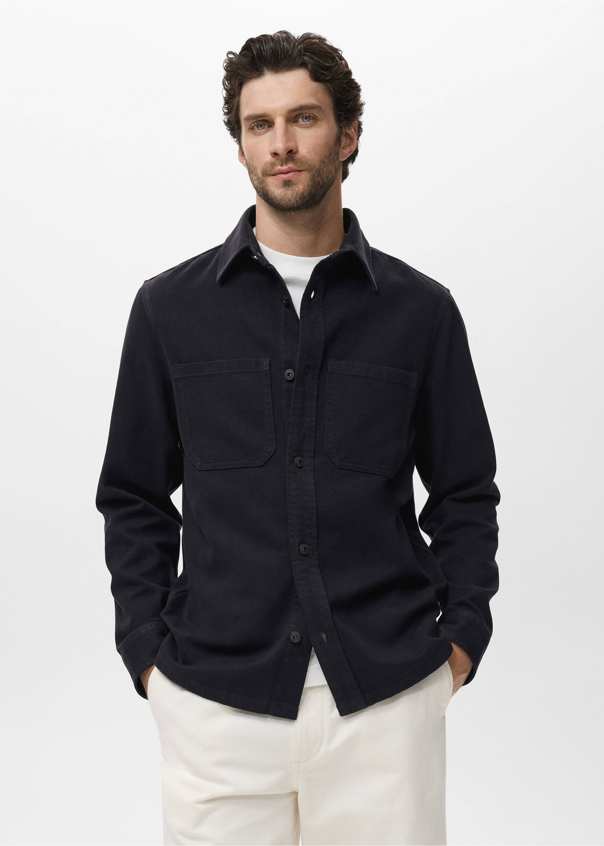 Denim overshirt pockets - Medium plane, Navy. Ref: 17065142-00.