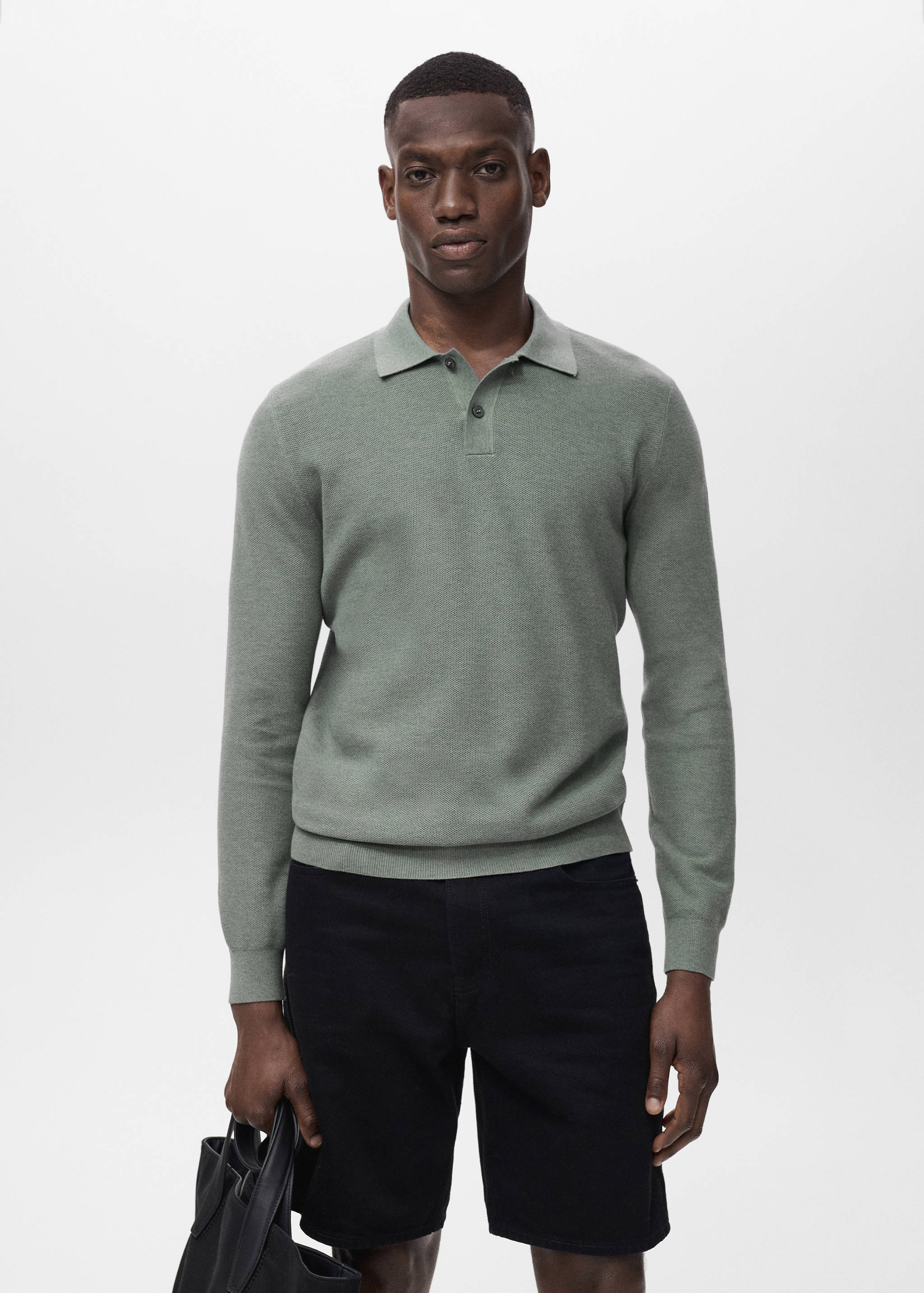 Micro-structured cotton polo shirt - Medium plane