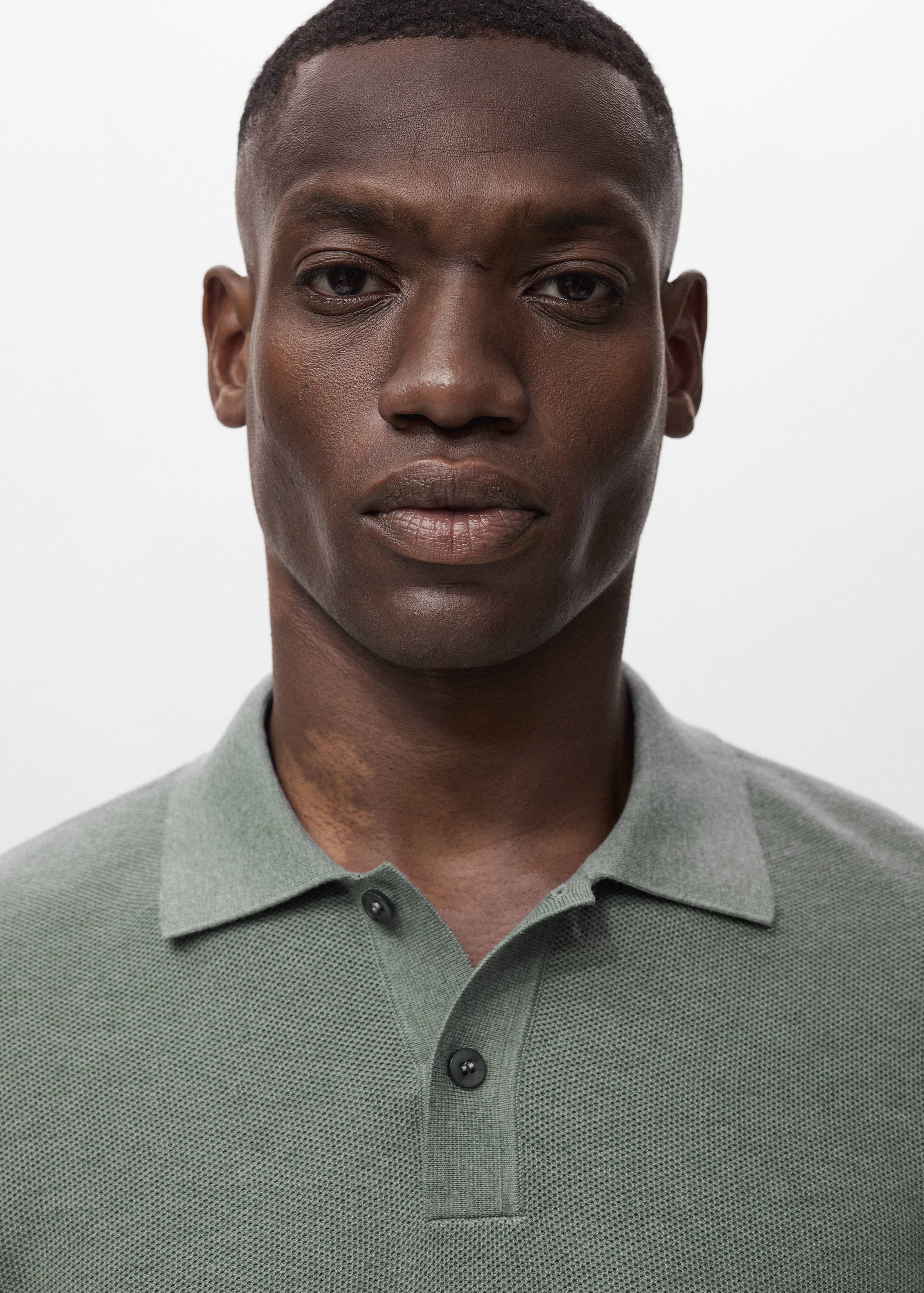 Micro-structured cotton polo shirt - Details of the article 1
