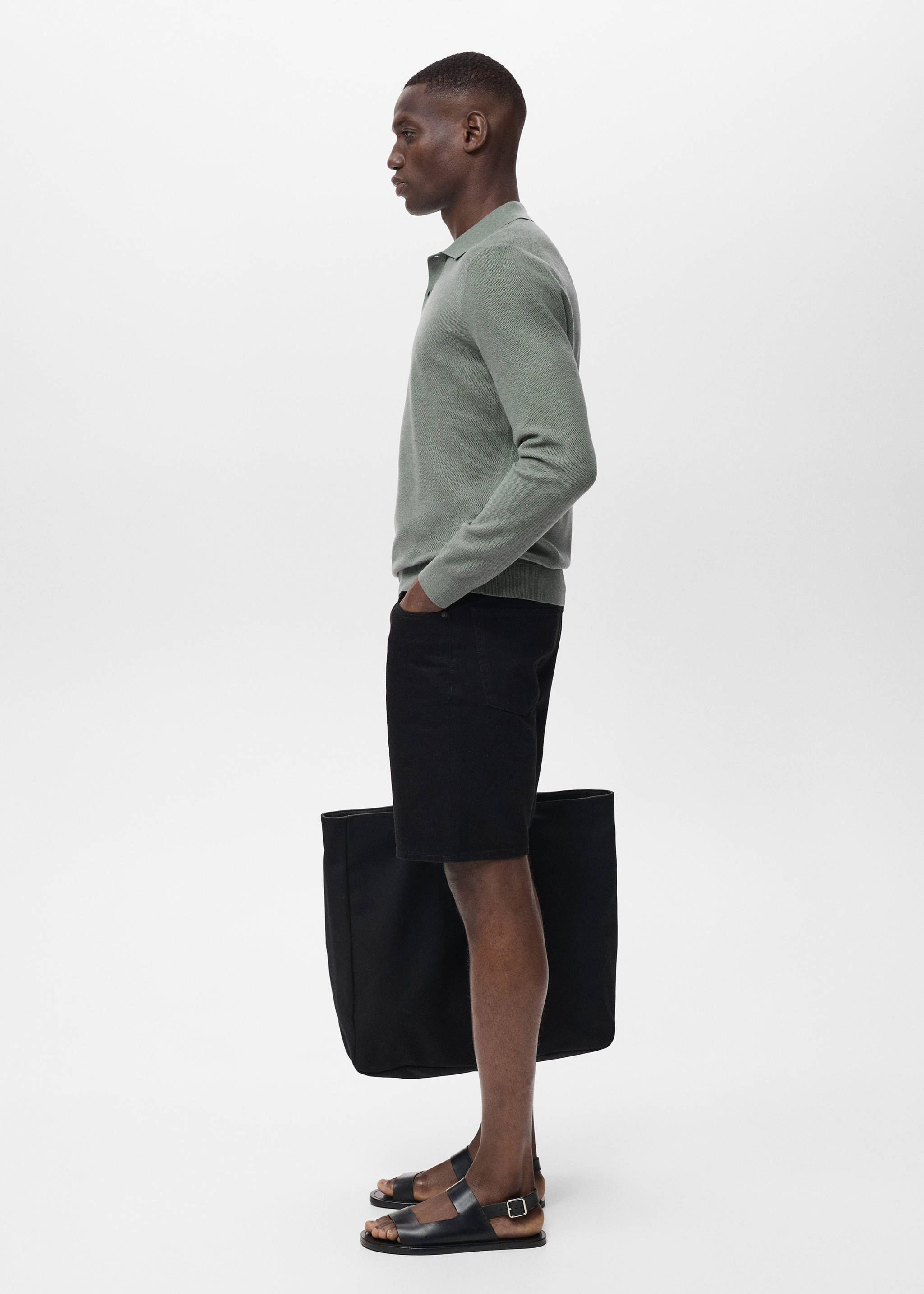 Micro-structured cotton polo shirt - Details of the article 2
