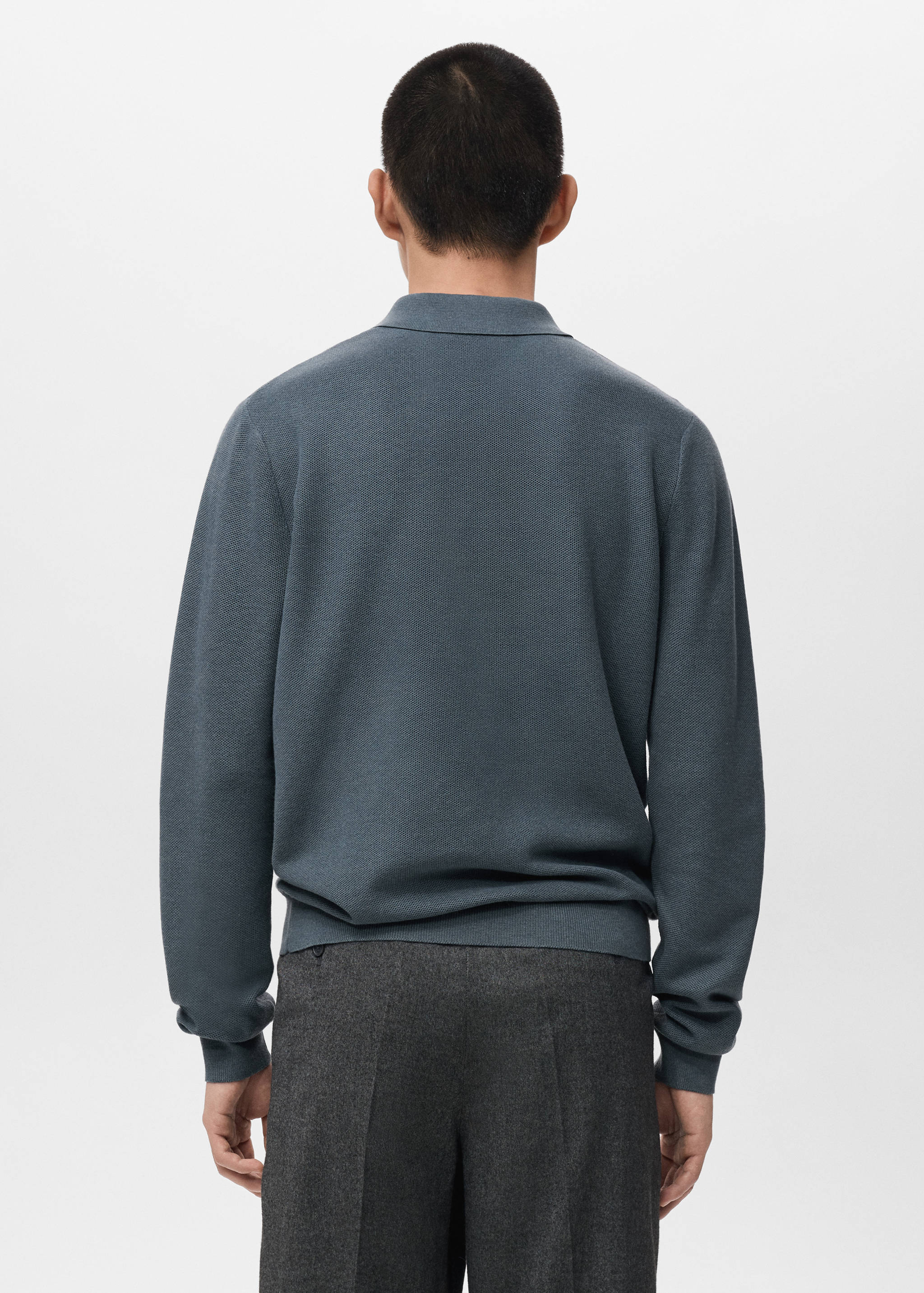 Micro-structured cotton polo shirt - Reverse of the article