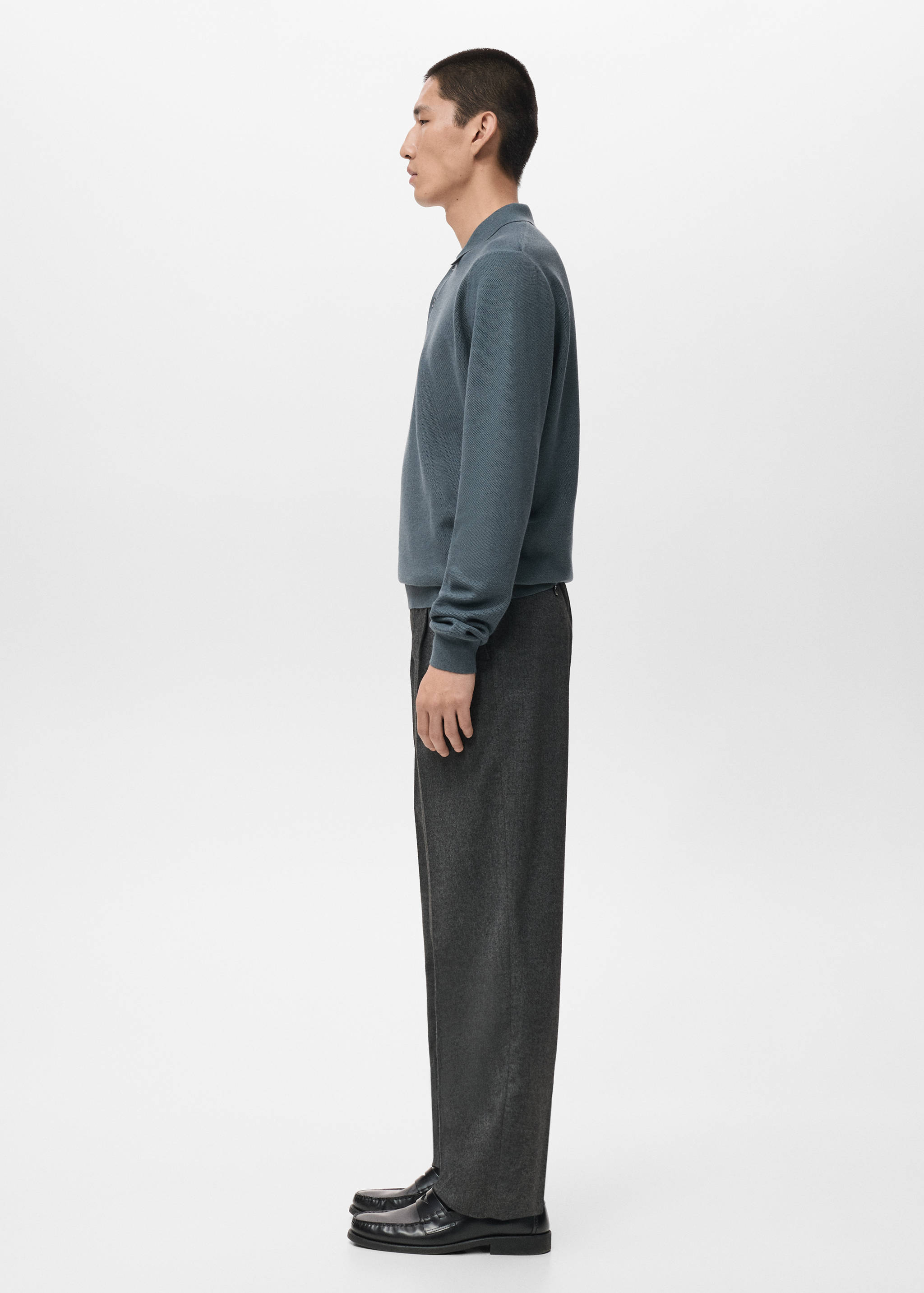 Micro-structured cotton polo shirt - Details of the article 2