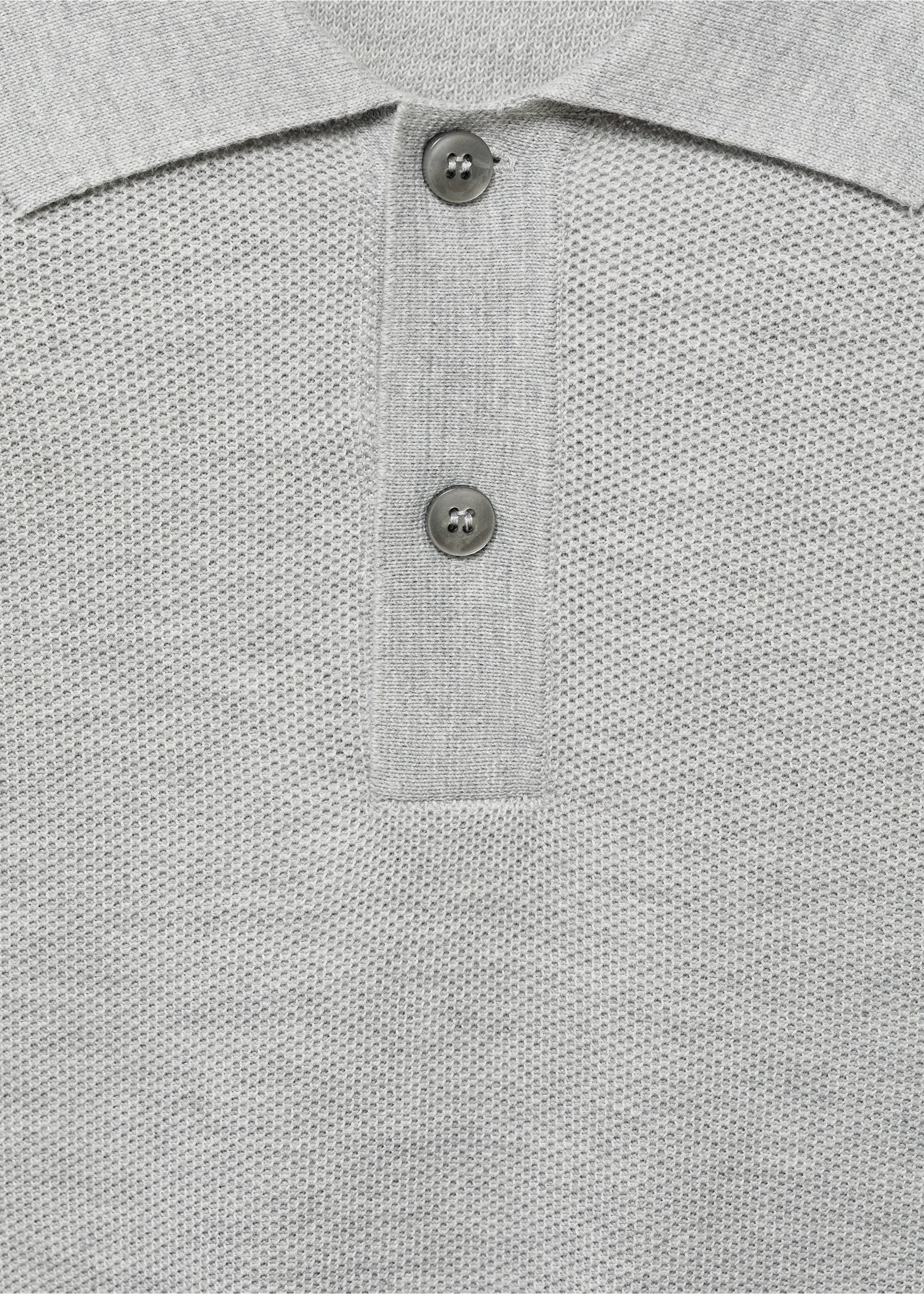Micro-structured cotton polo shirt - Details of the article 8, Medium Heather Grey. Ref: 17065145-00.
