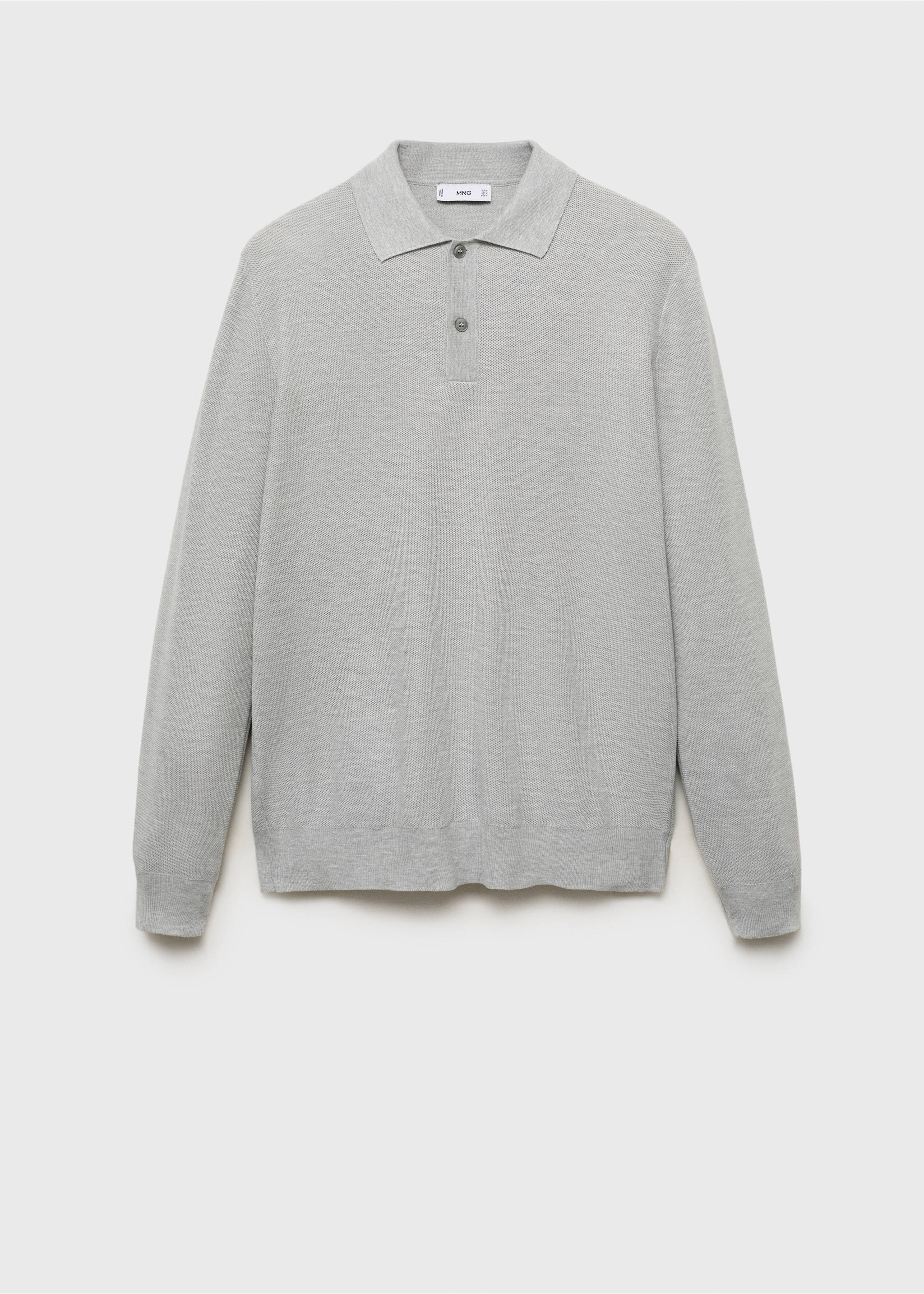 Micro-structured cotton polo shirt - Article without model, Medium Heather Grey. Ref: 17065145-00.