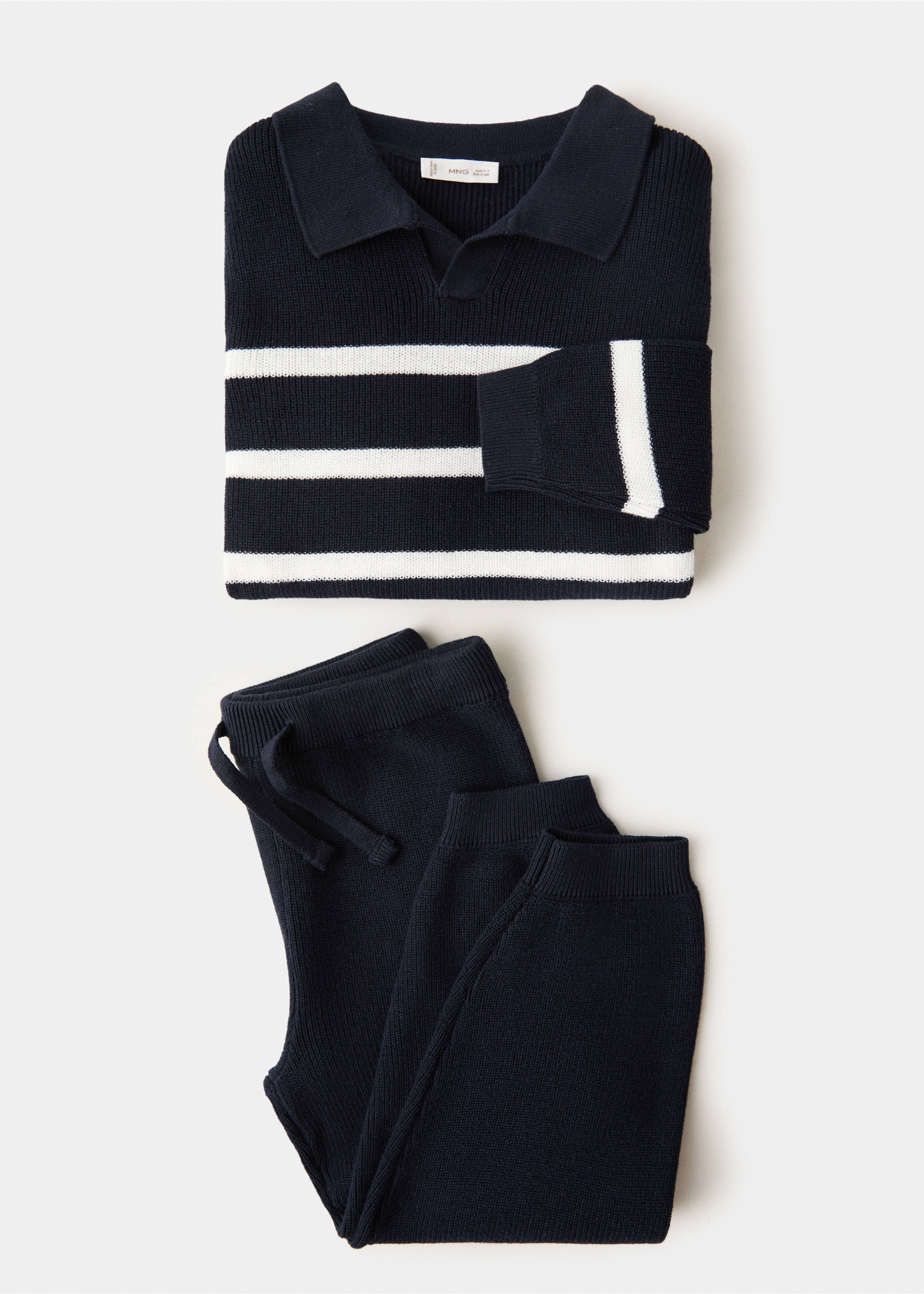 Knit striped sweater - Details of the article 0, Navy. Ref: 17065148-00.