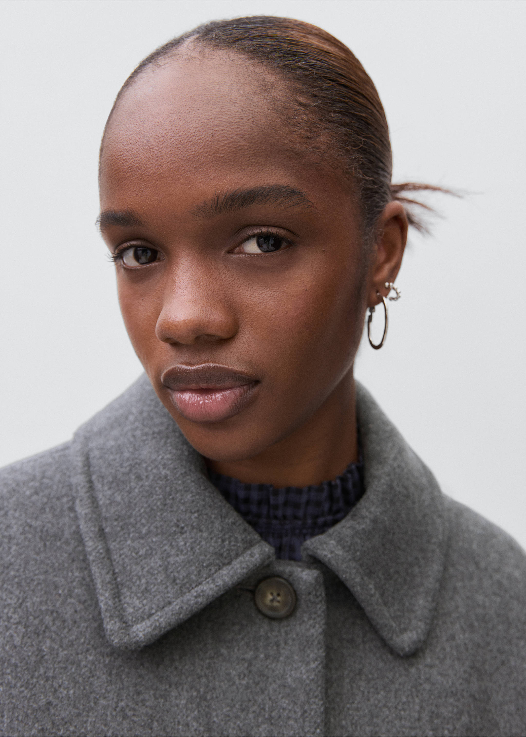 Wool fabric coat - Details of the article 1, Grey. Ref: 17065783-00.
