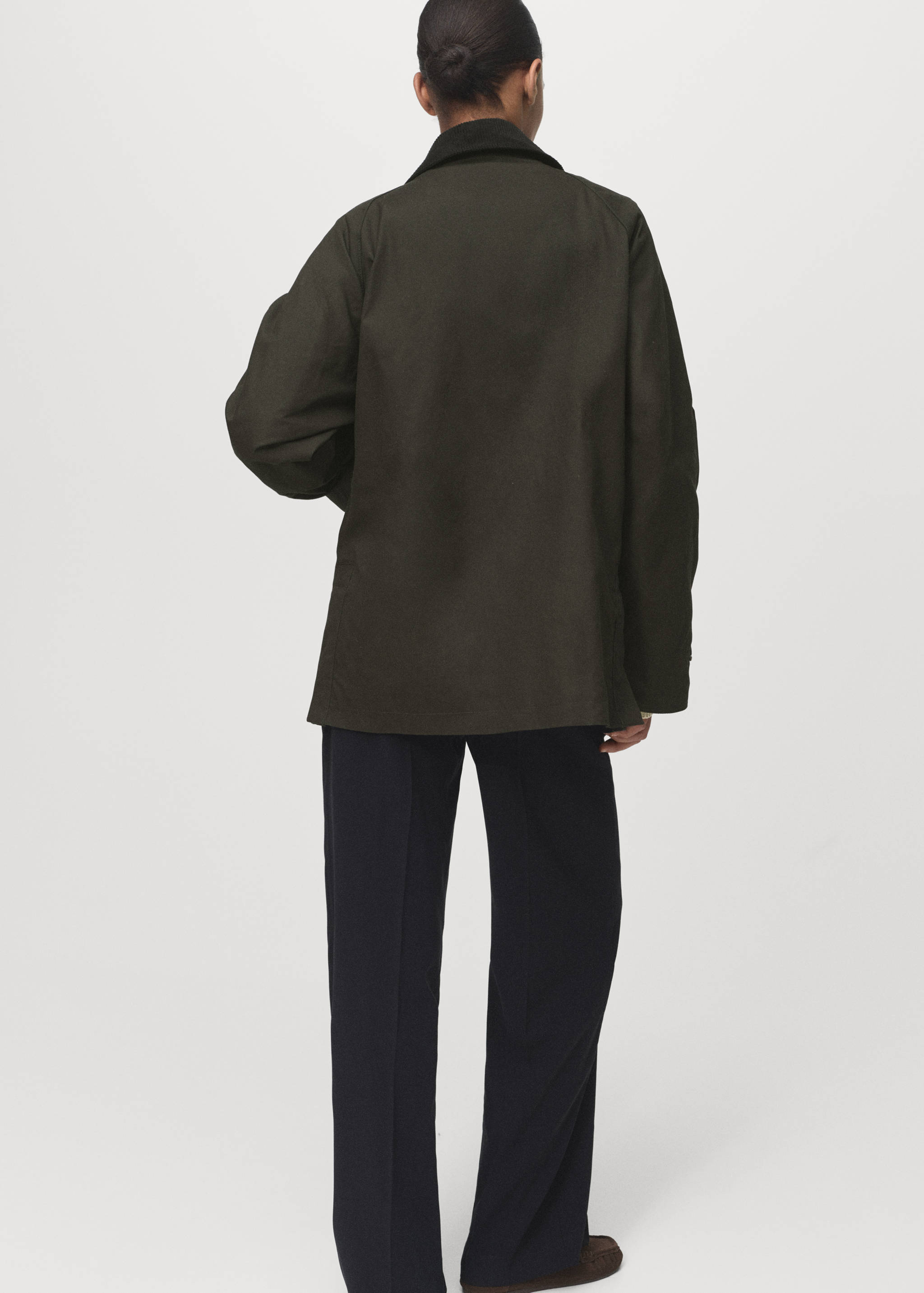 Cotton parka with corduroy collar - Reverse of the article
