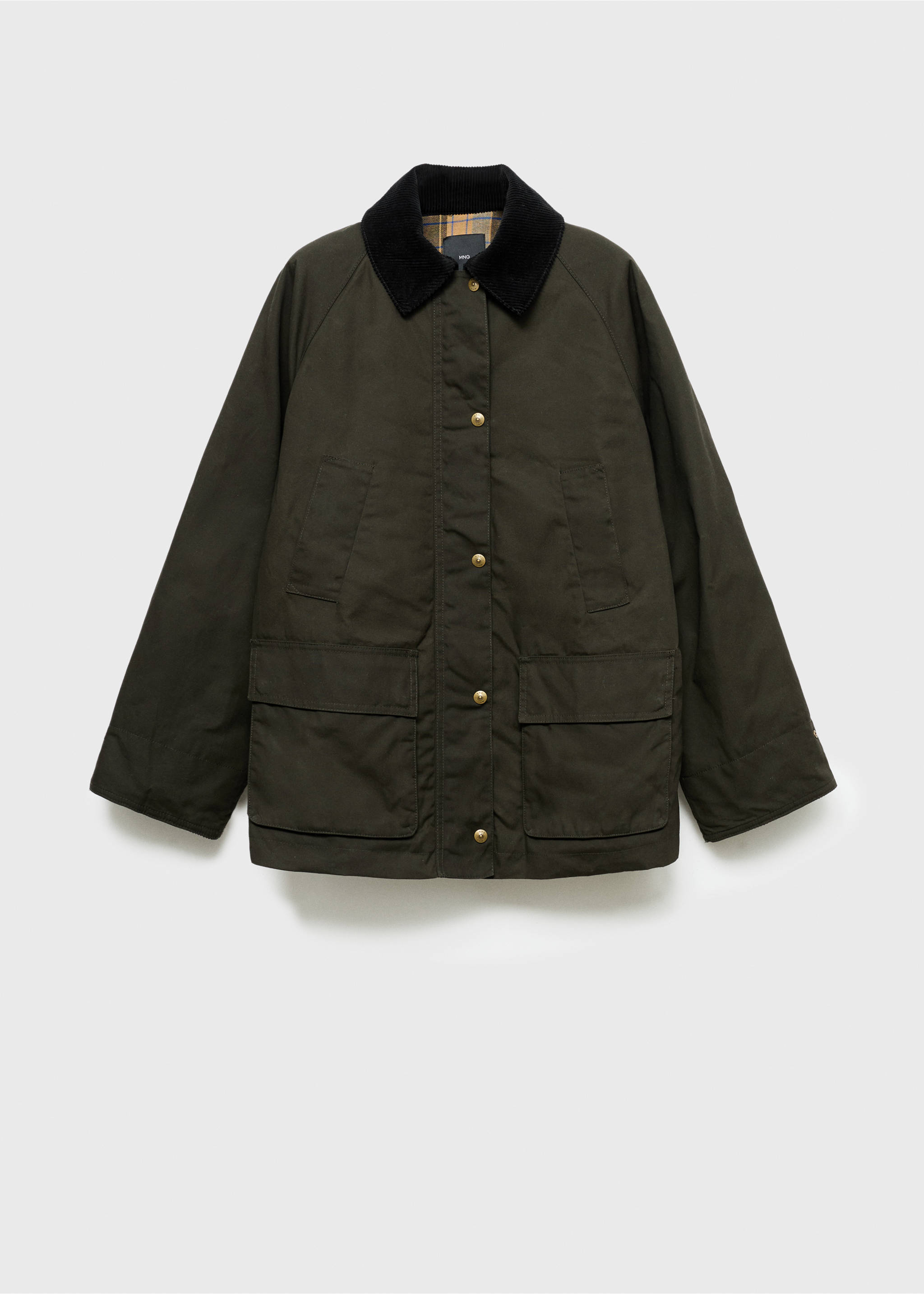 Cotton parka with corduroy collar - Article without model, Khaki. Ref: 17065789-00.