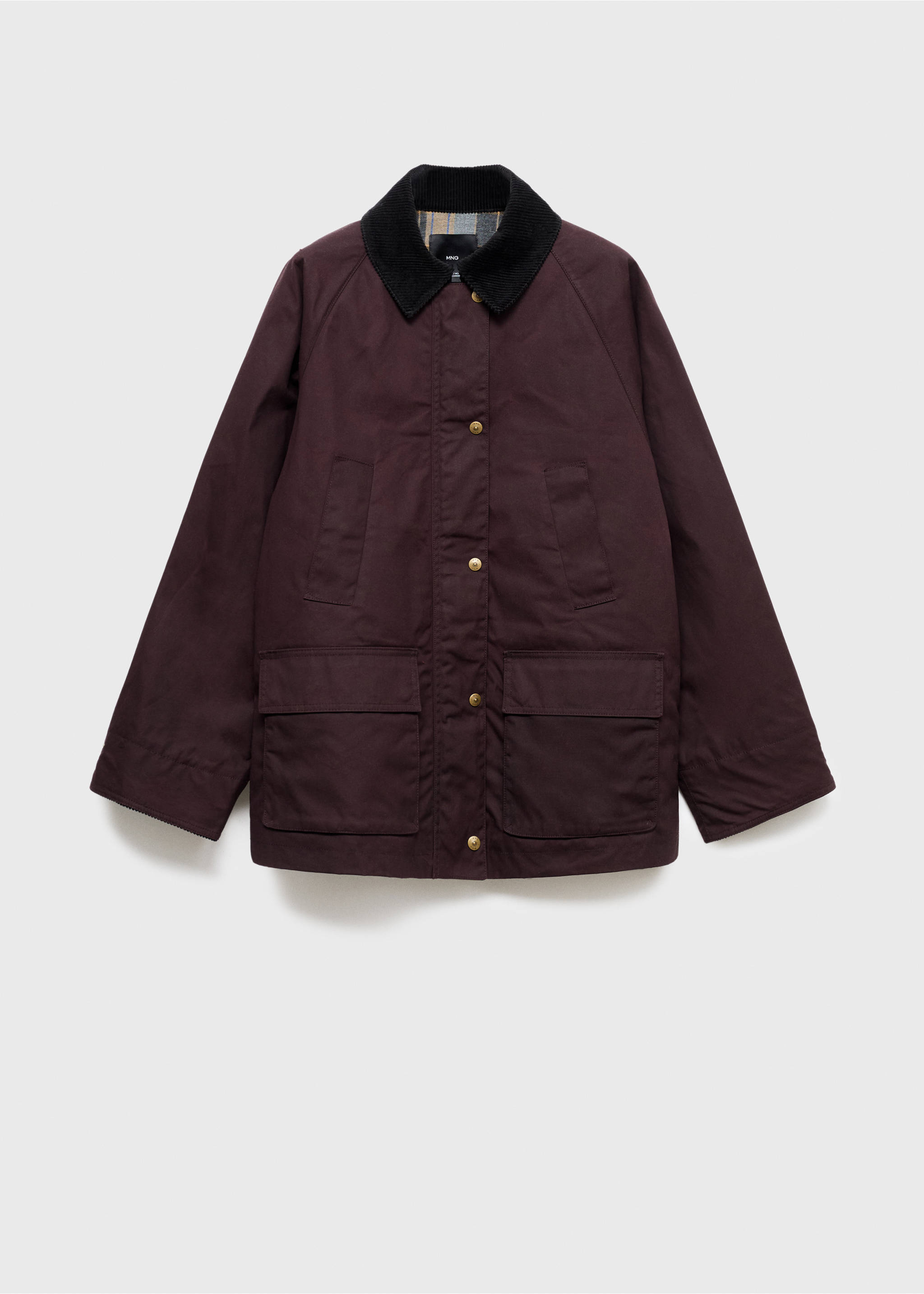 Cotton parka with corduroy collar - Article without model, Burgundy. Ref: 17065789-00.