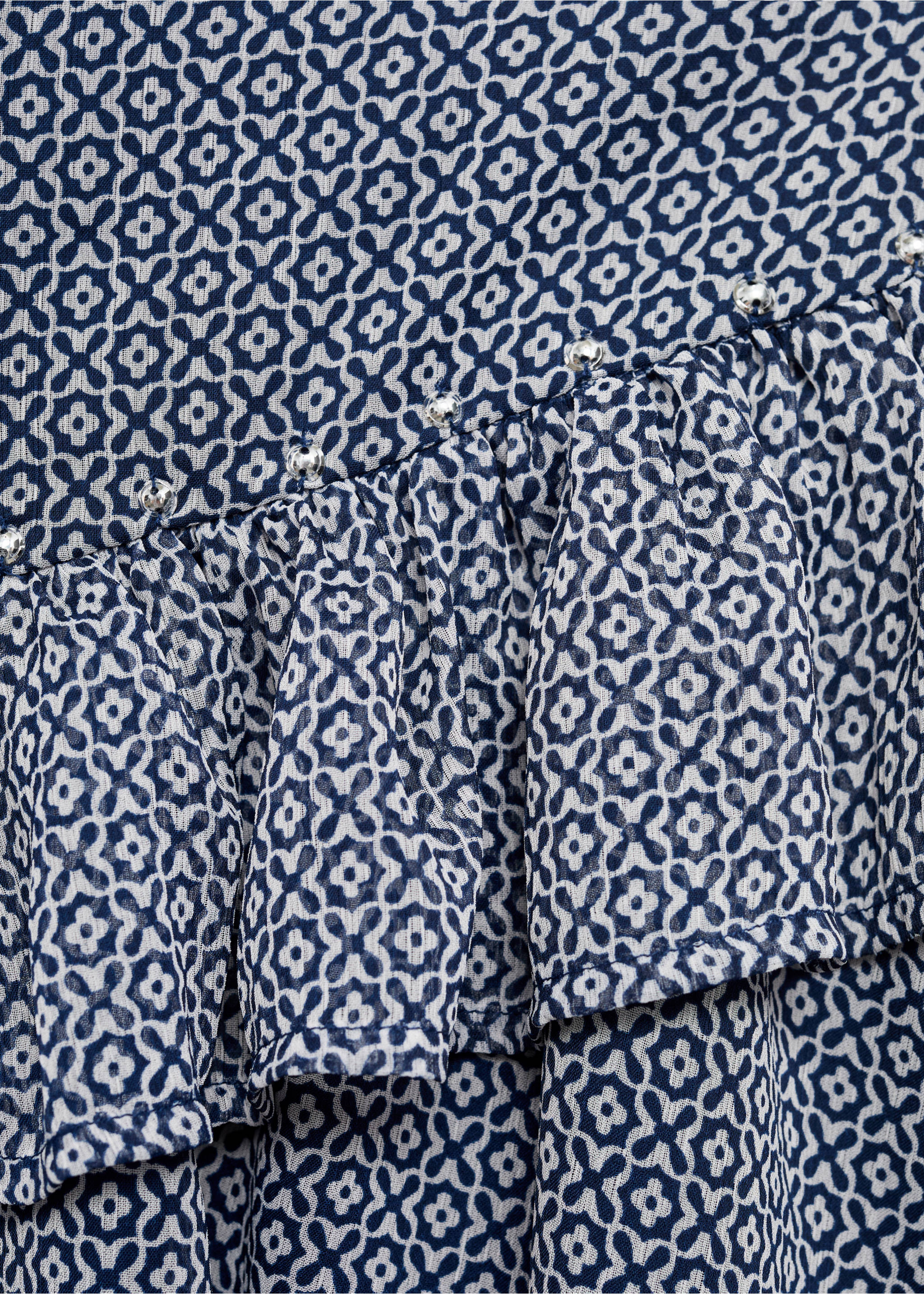 Ruffled skirt with rhinestones - Details of the article 0, Navy. Ref: 17065791-00.