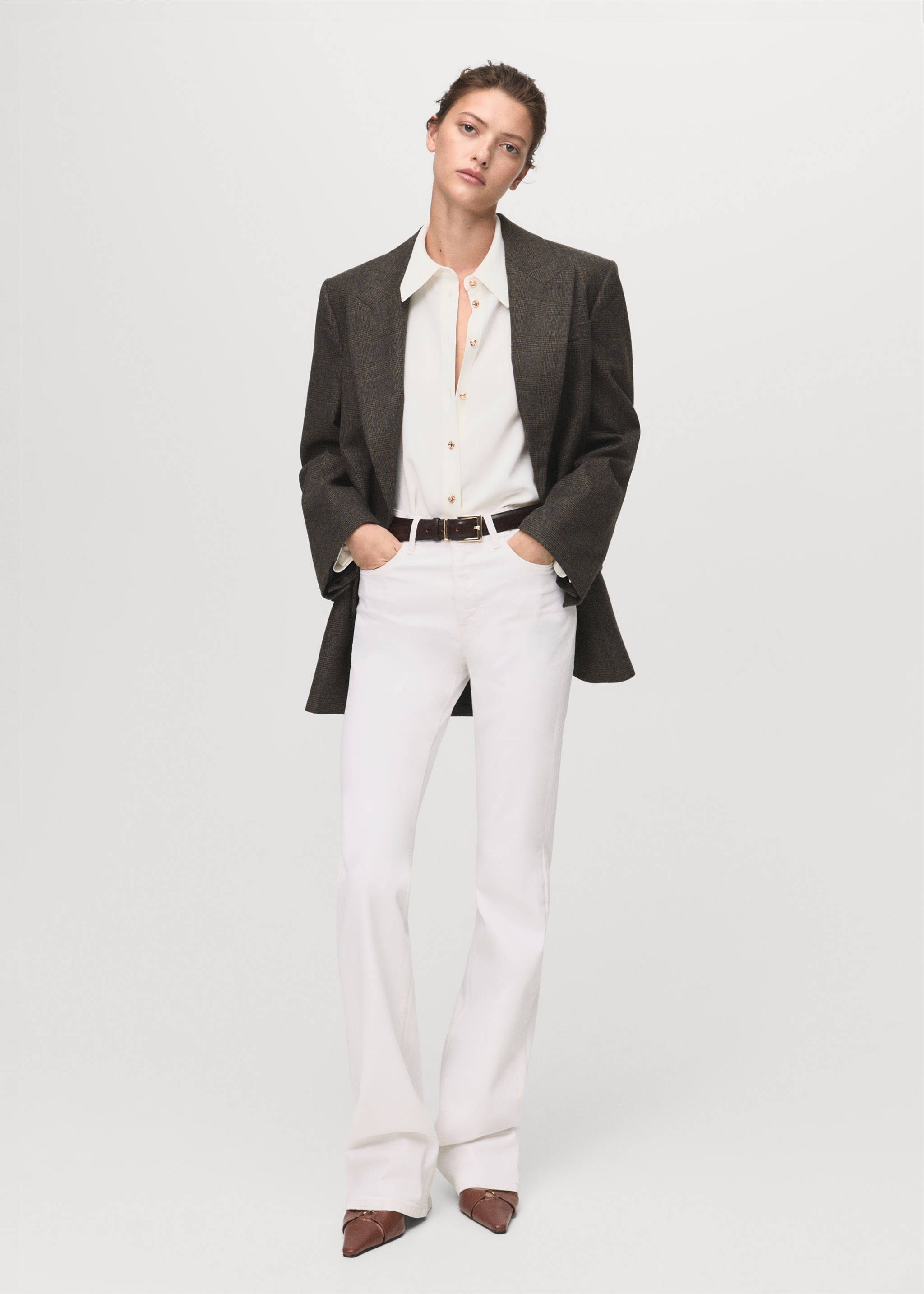 Shirt with jewel buttons - General plane, Off White. Ref: 17065804-00.