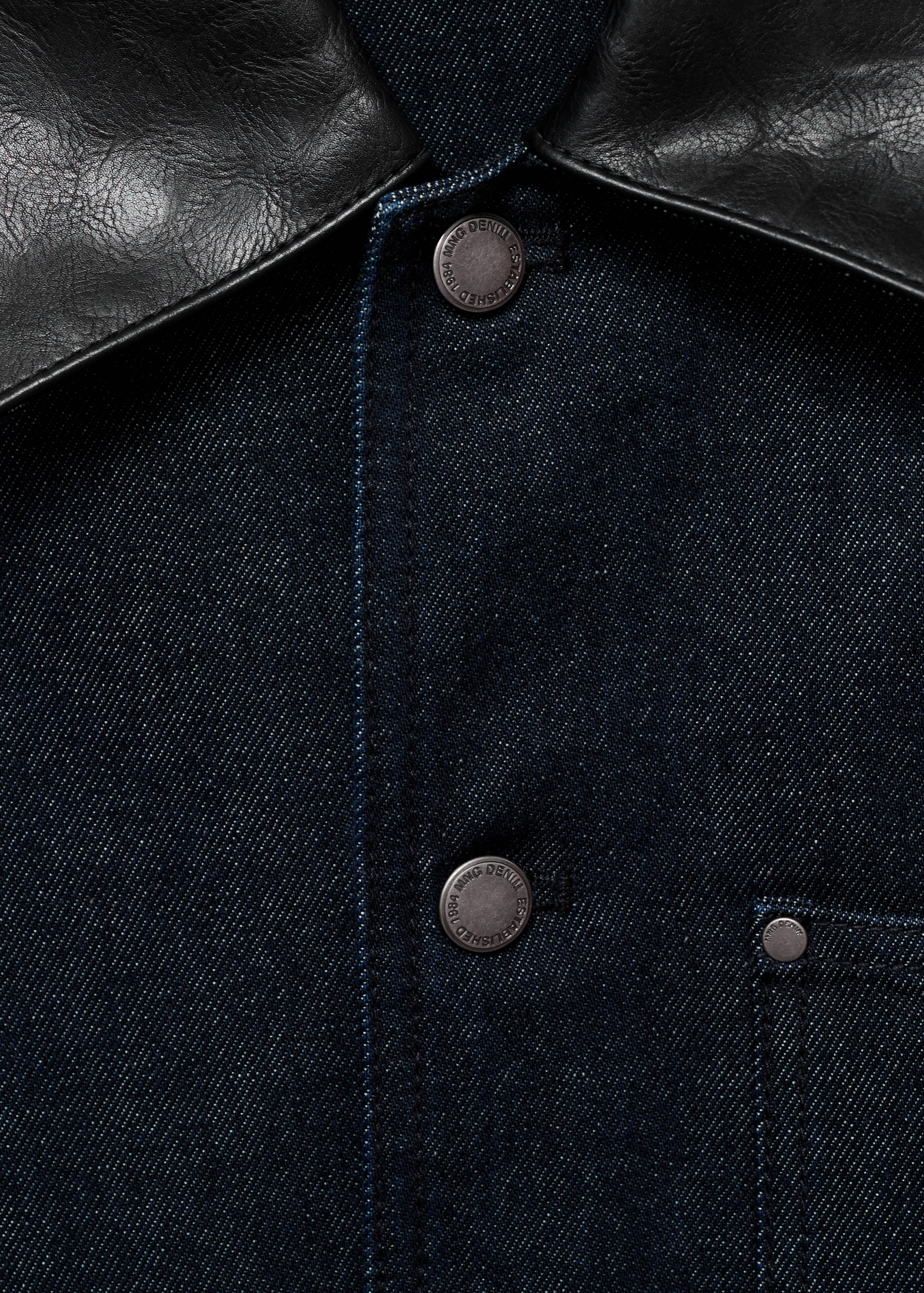Denim jacket with faux-leather collar - Women | MANGO OUTLET USA