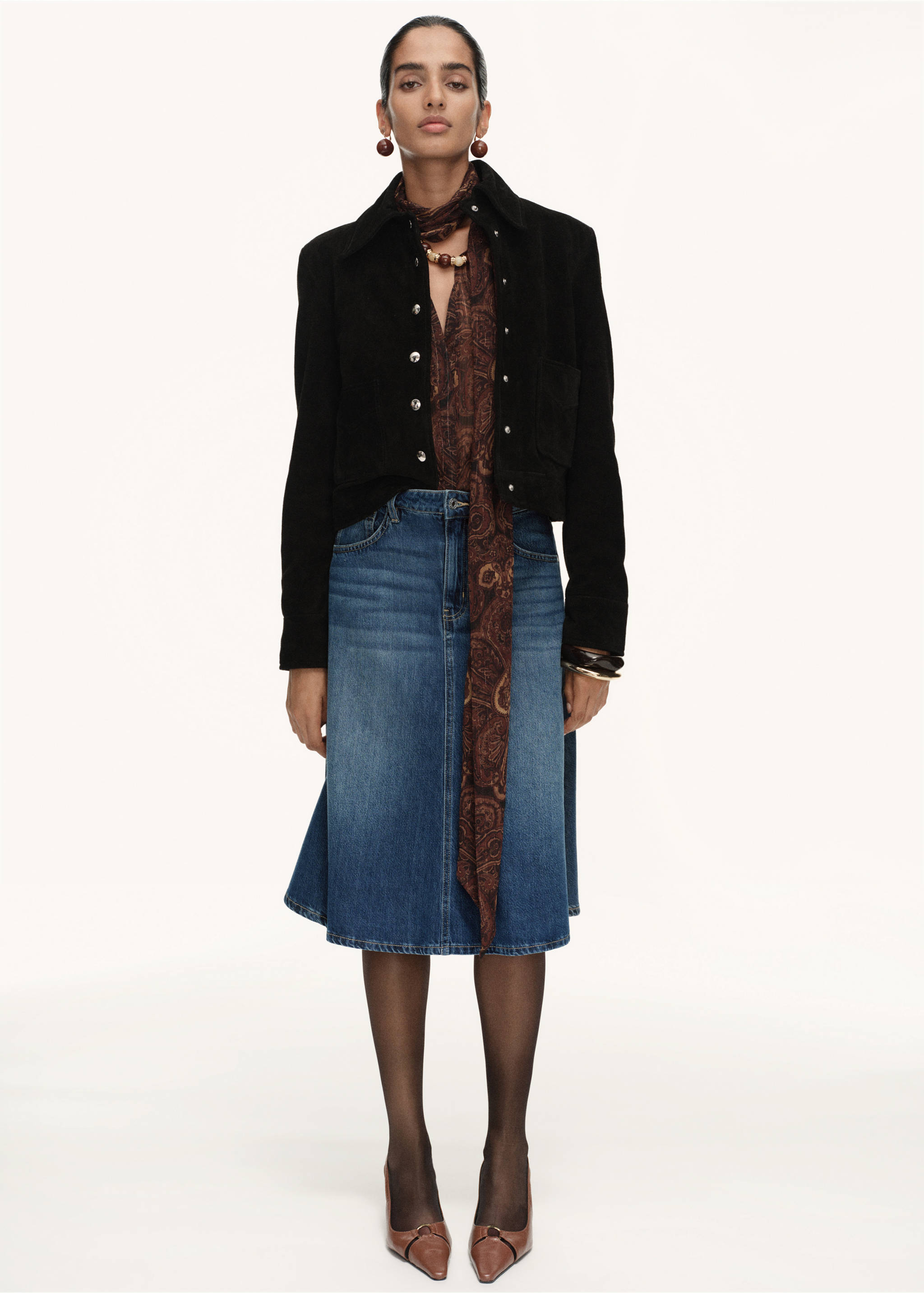 Midi denim skirt - General plane, Dark Blue. Ref: 17065814-00.
