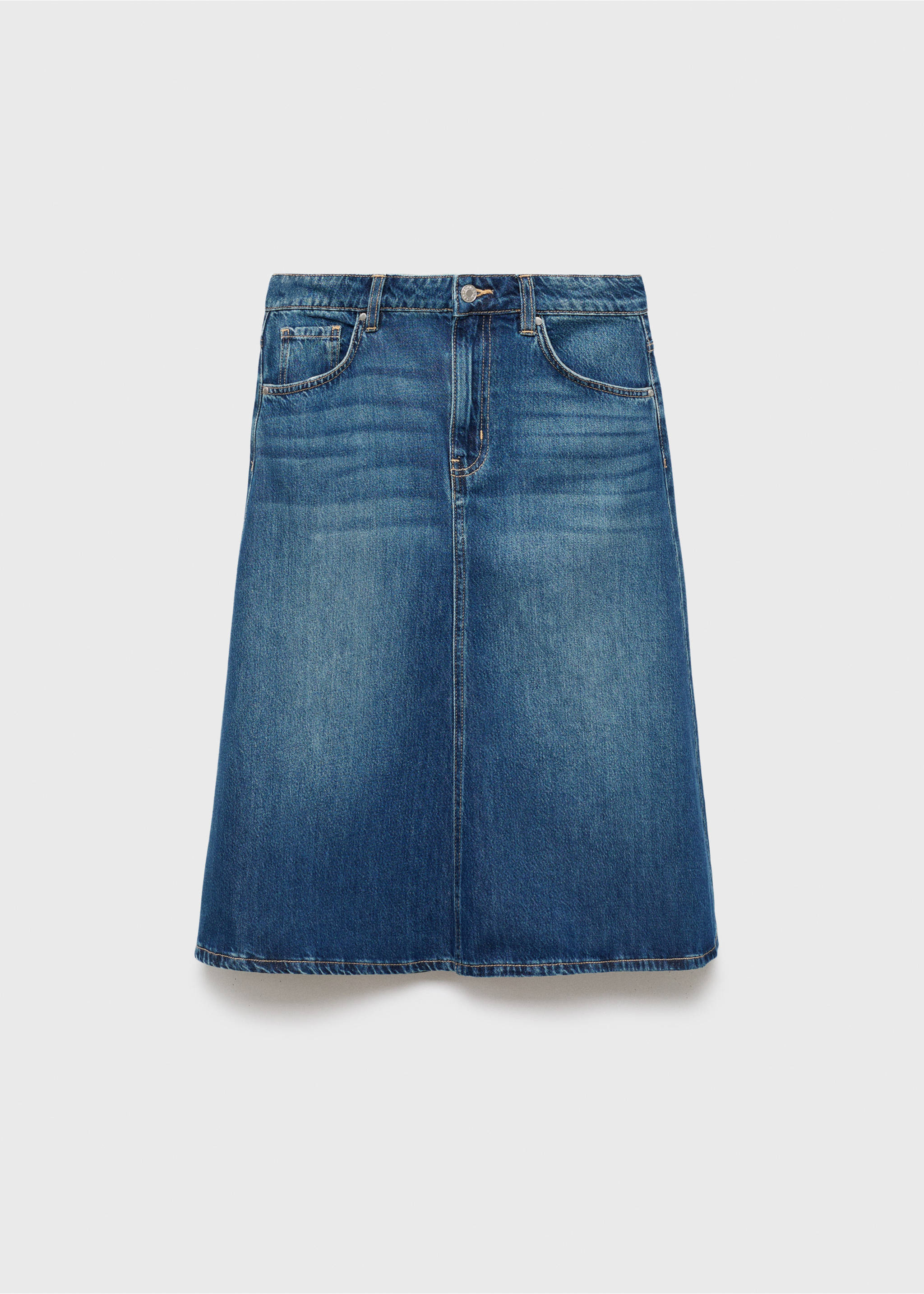 Midi denim skirt - Article without model, Dark Blue. Ref: 17065814-00.